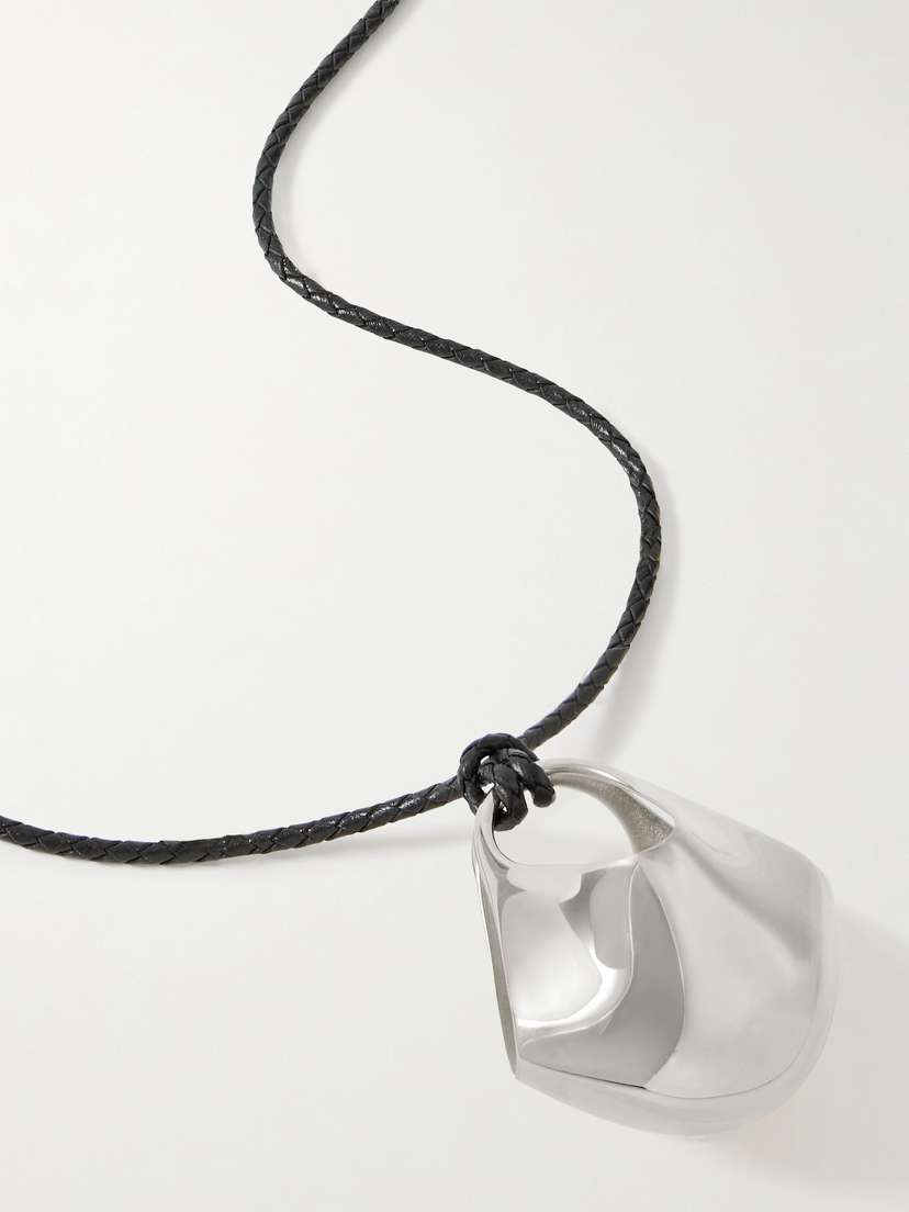 Khaite Lotus Medium Braided Leather And Silver-tone Necklace