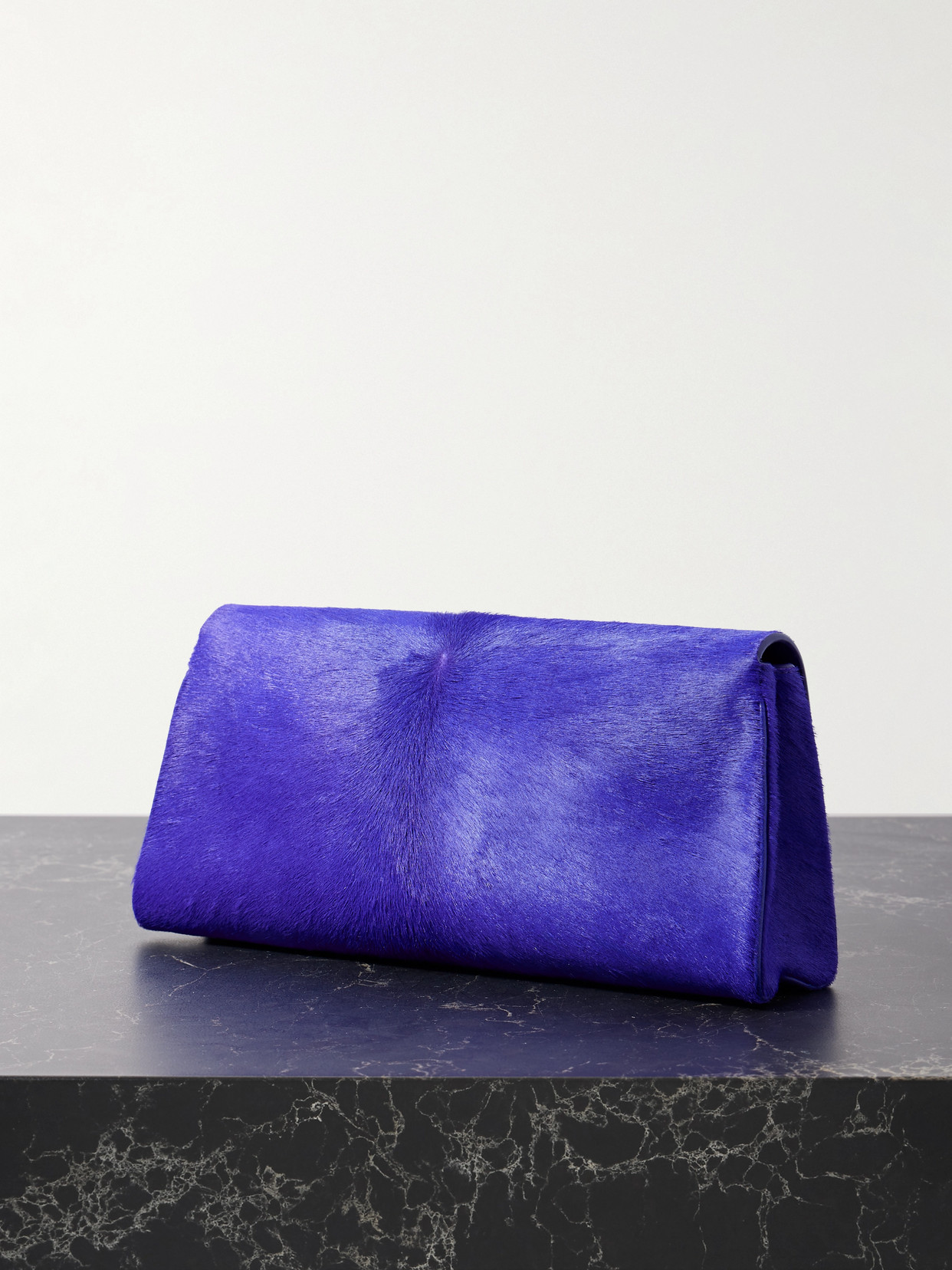 Khaite Audrey Calf Hair Clutch In Blue