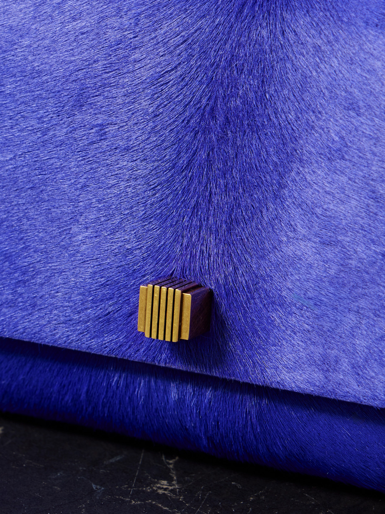 Khaite Audrey Calf Hair Clutch In Blue