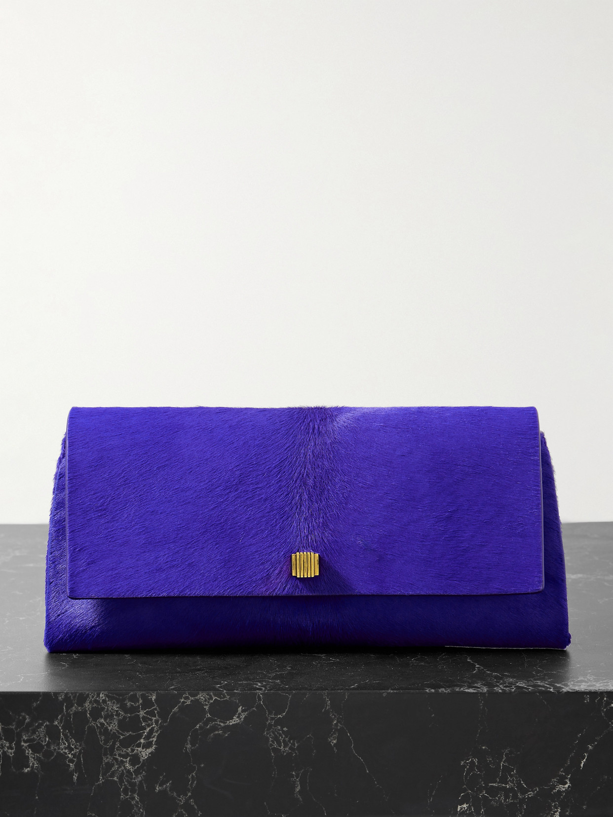 Khaite Audrey Calf Hair Clutch In Purple