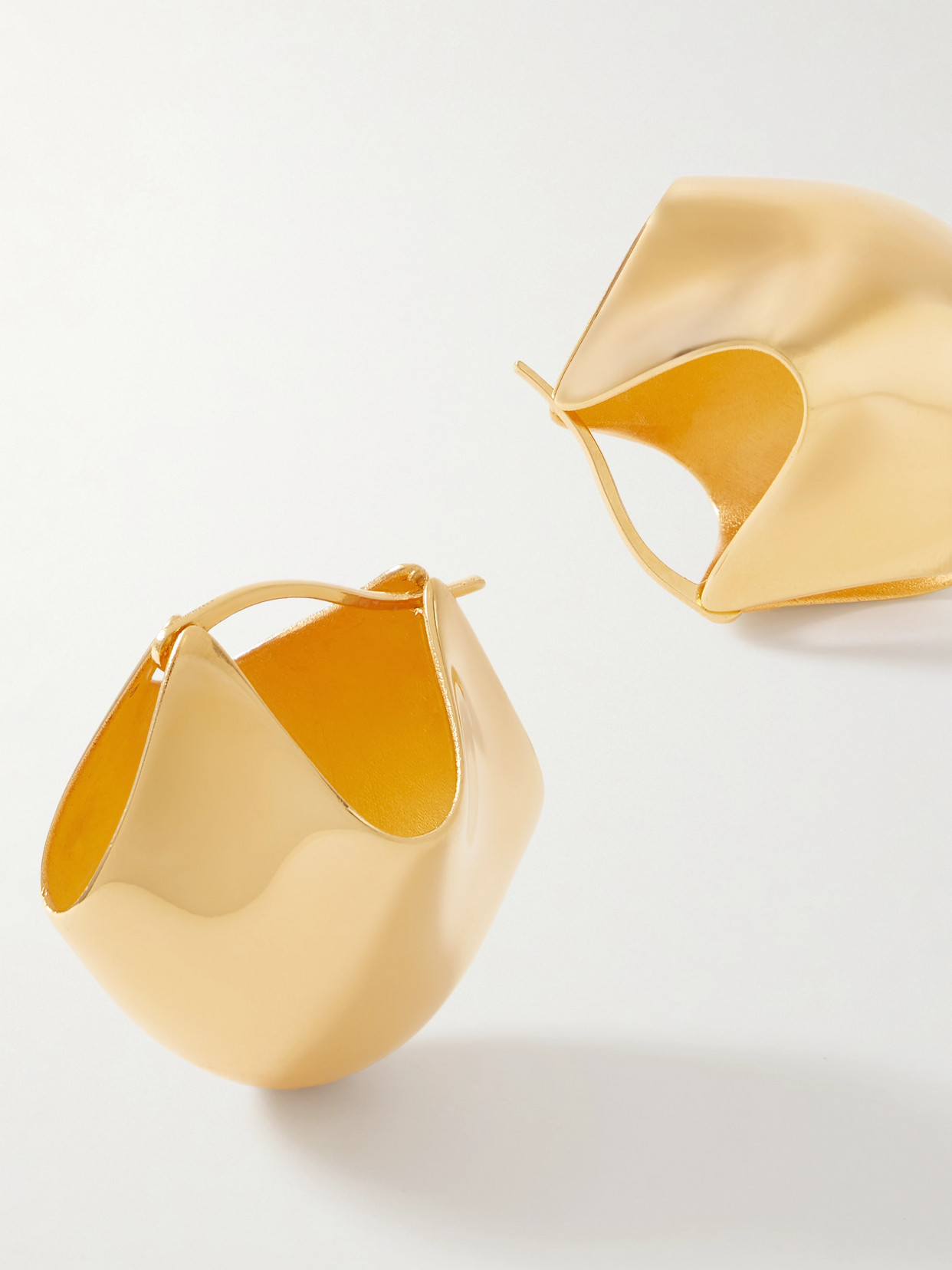 Khaite Lotus Medium Gold-plated Hoop Earrings In Gold