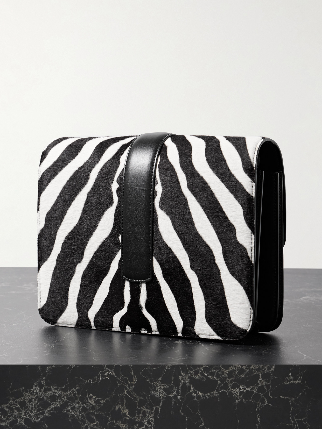 Khaite Blake Zebra-print Calf Hair And Leather Shoulder Bag In Multi