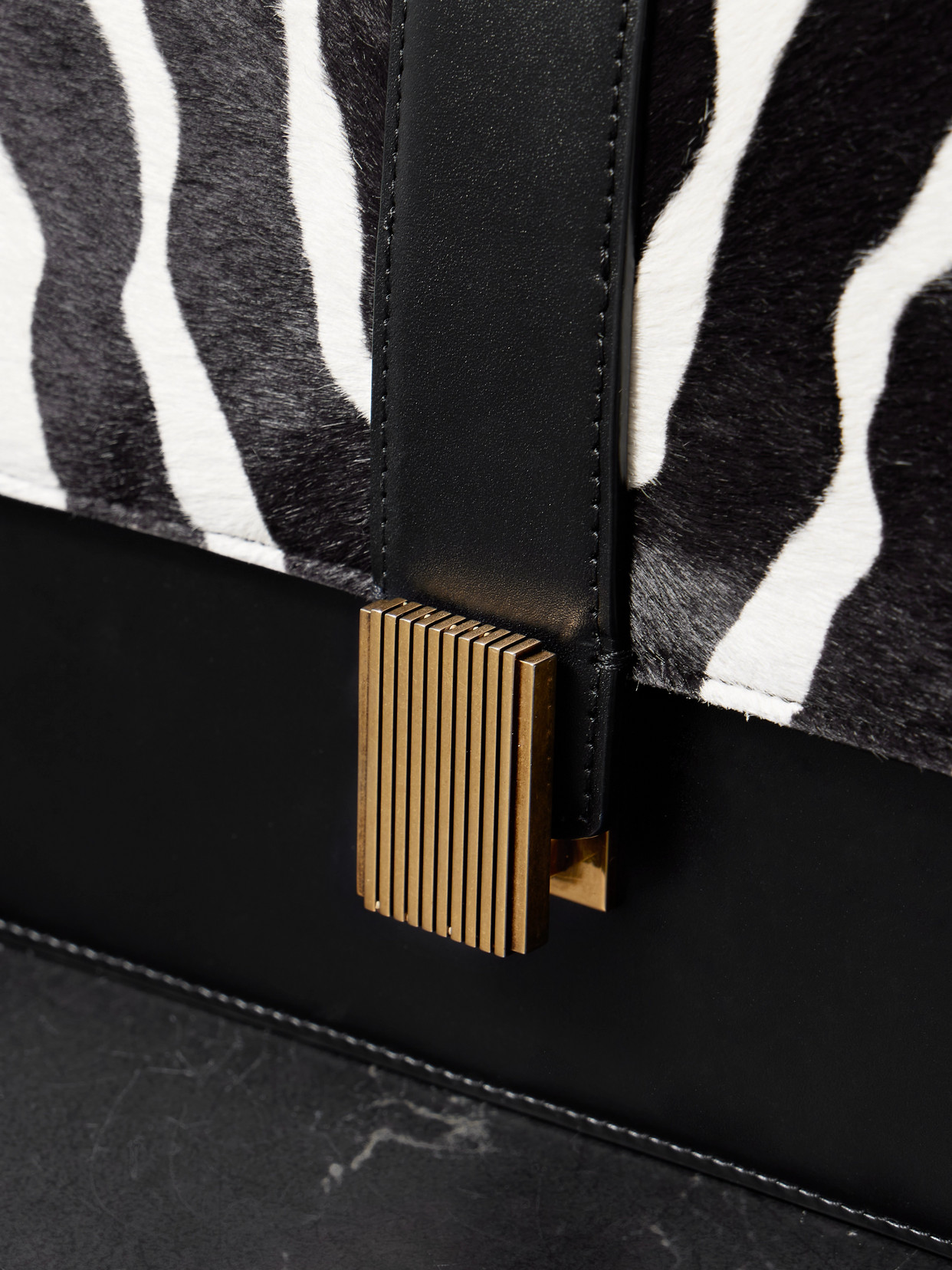 Khaite Blake Zebra-print Calf Hair And Leather Shoulder Bag In Multi