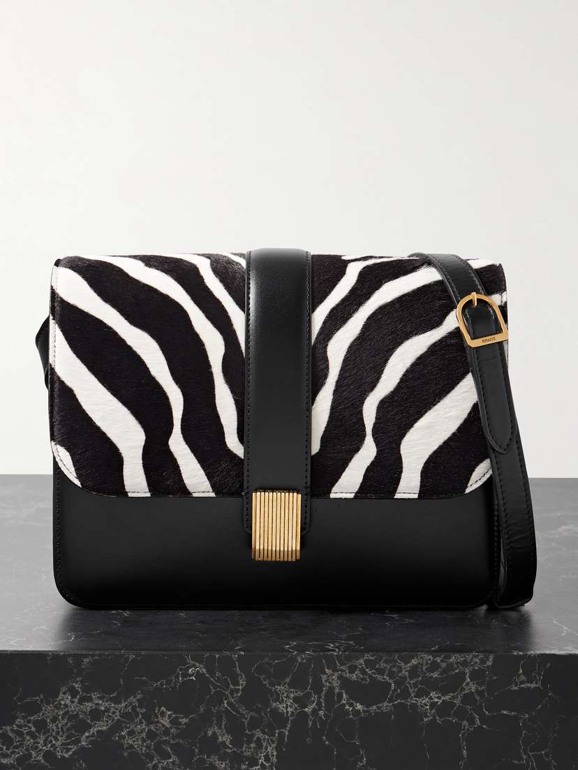 Khaite Blake Zebra-print Calf Hair And Leather Shoulder Bag