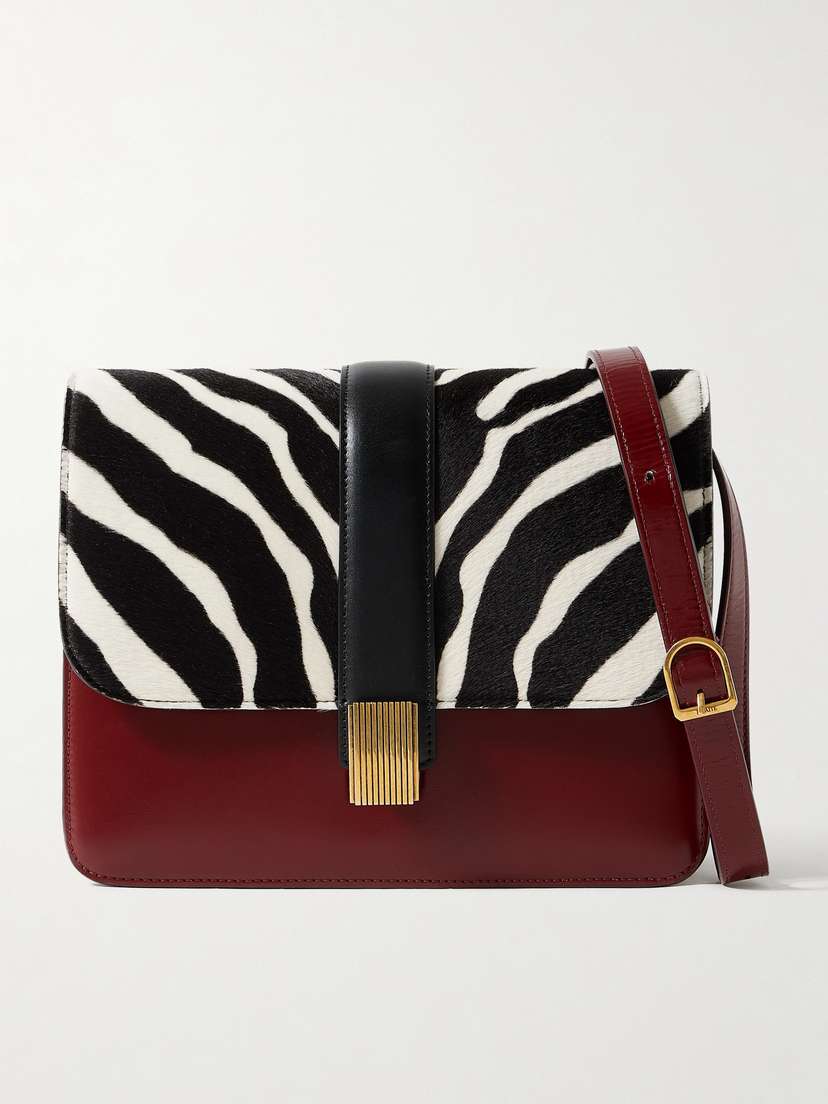 Khaite Blake Zebra-print Calf Hair And Leather Shoulder Bag