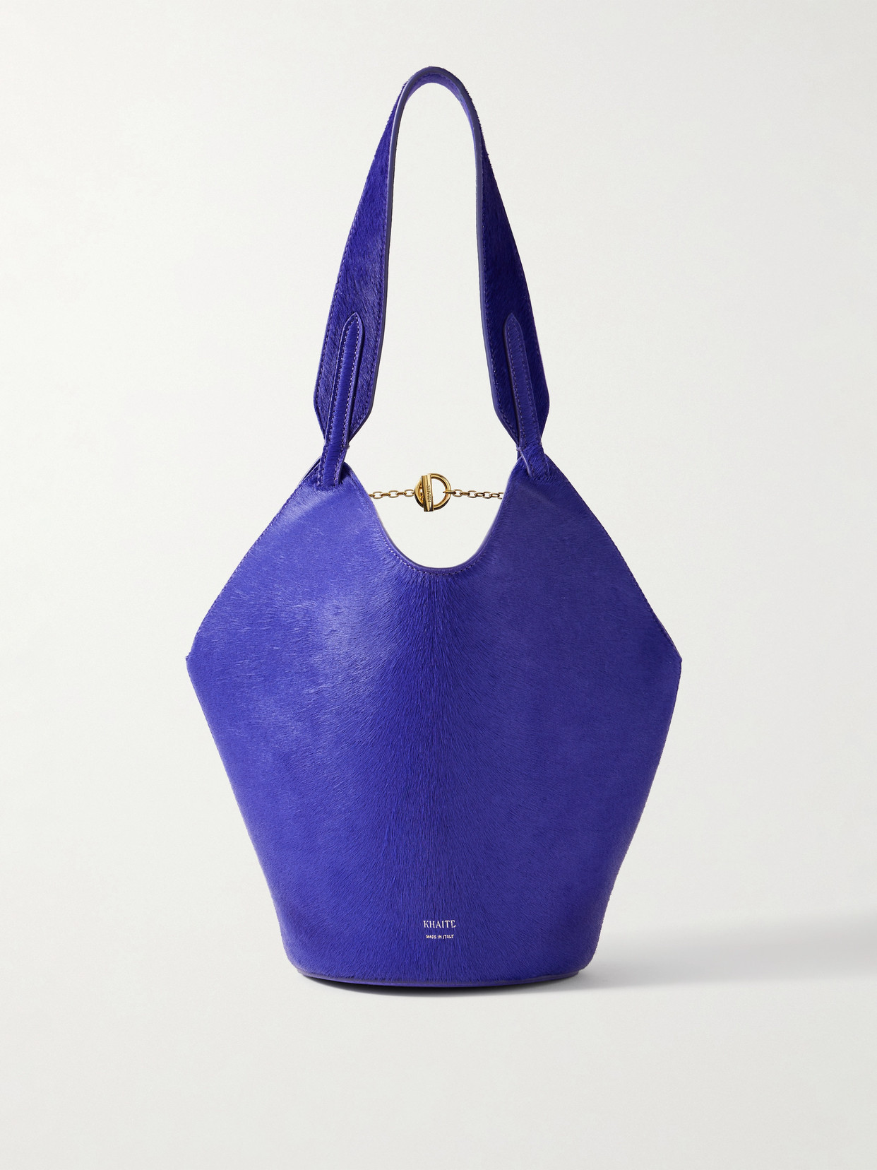 Khaite Lotus Mini Calf Hair Tote In Purple