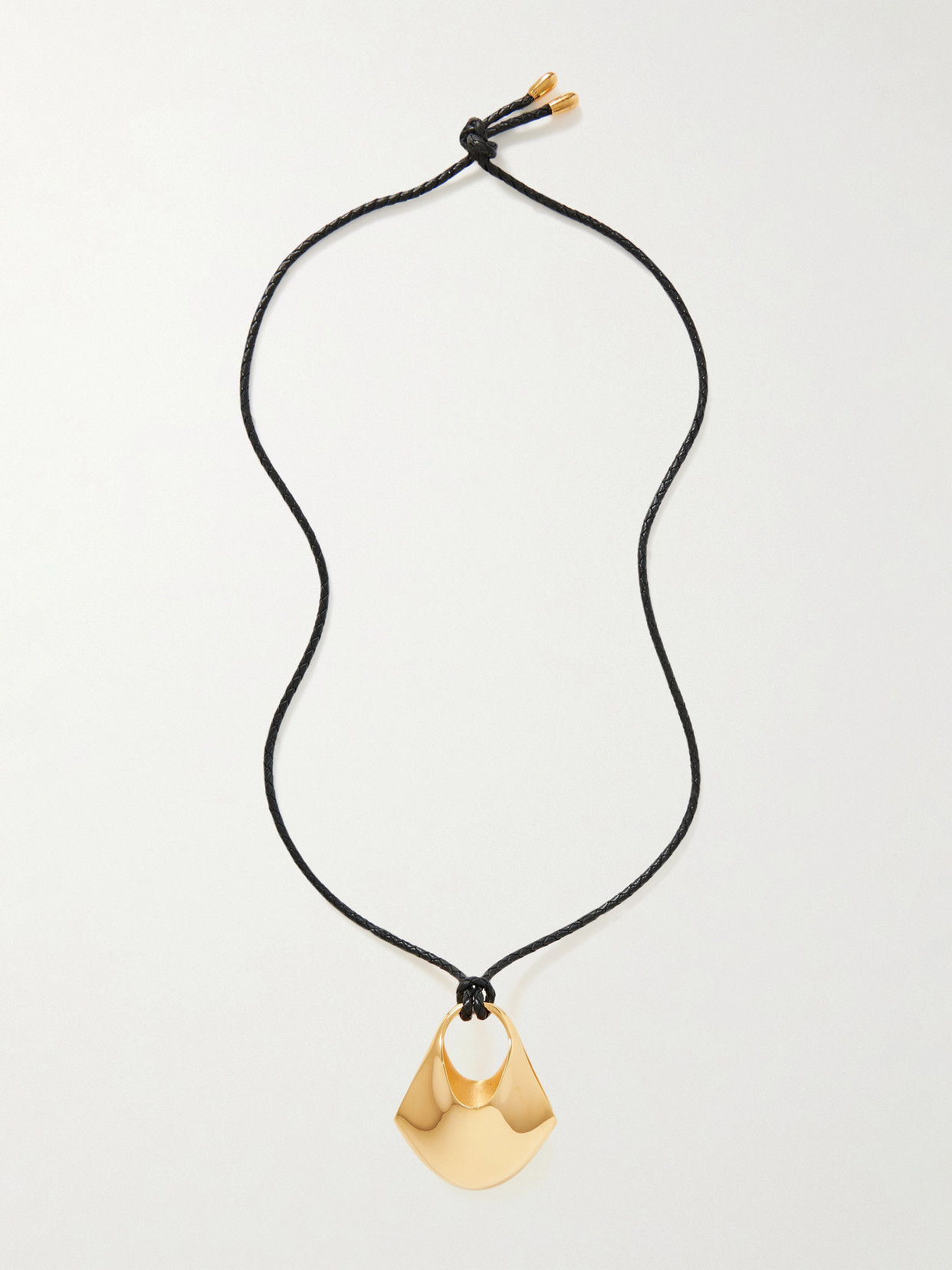 Khaite Lotus Medium Leather And Gold-plated Necklace In Gold