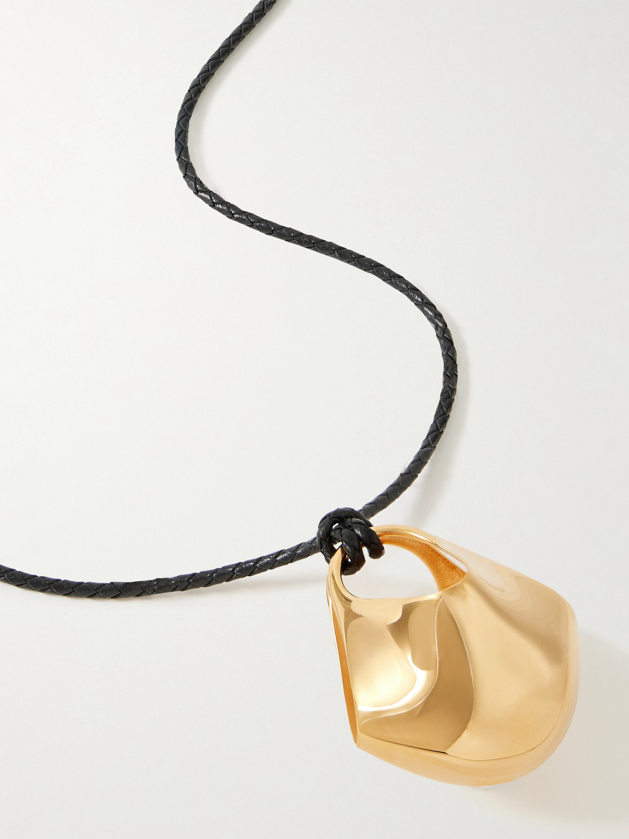 Khaite Lotus Medium Leather And Gold-plated Necklace