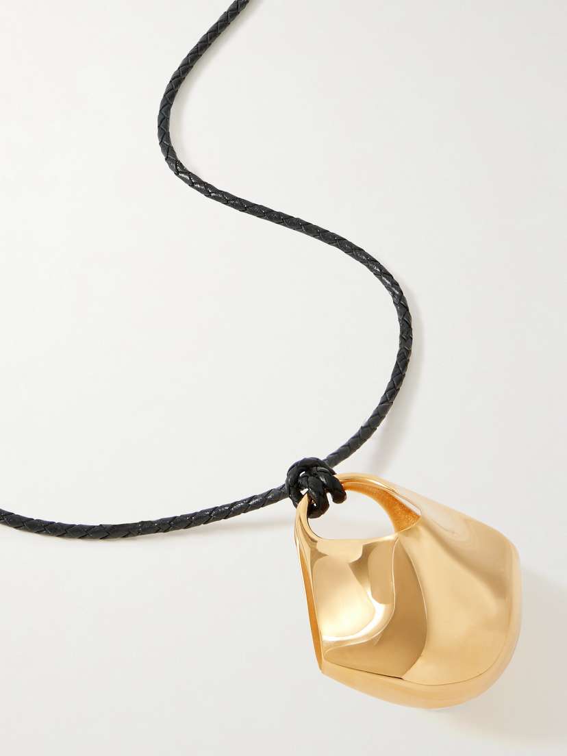 Khaite Lotus Medium Leather And Gold-plated Necklace