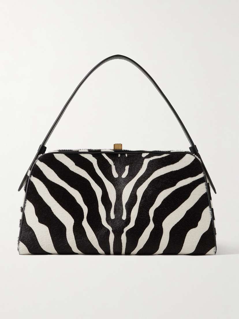 Khaite Cate Leather-trimmed Zebra-print Calf Hair Tote