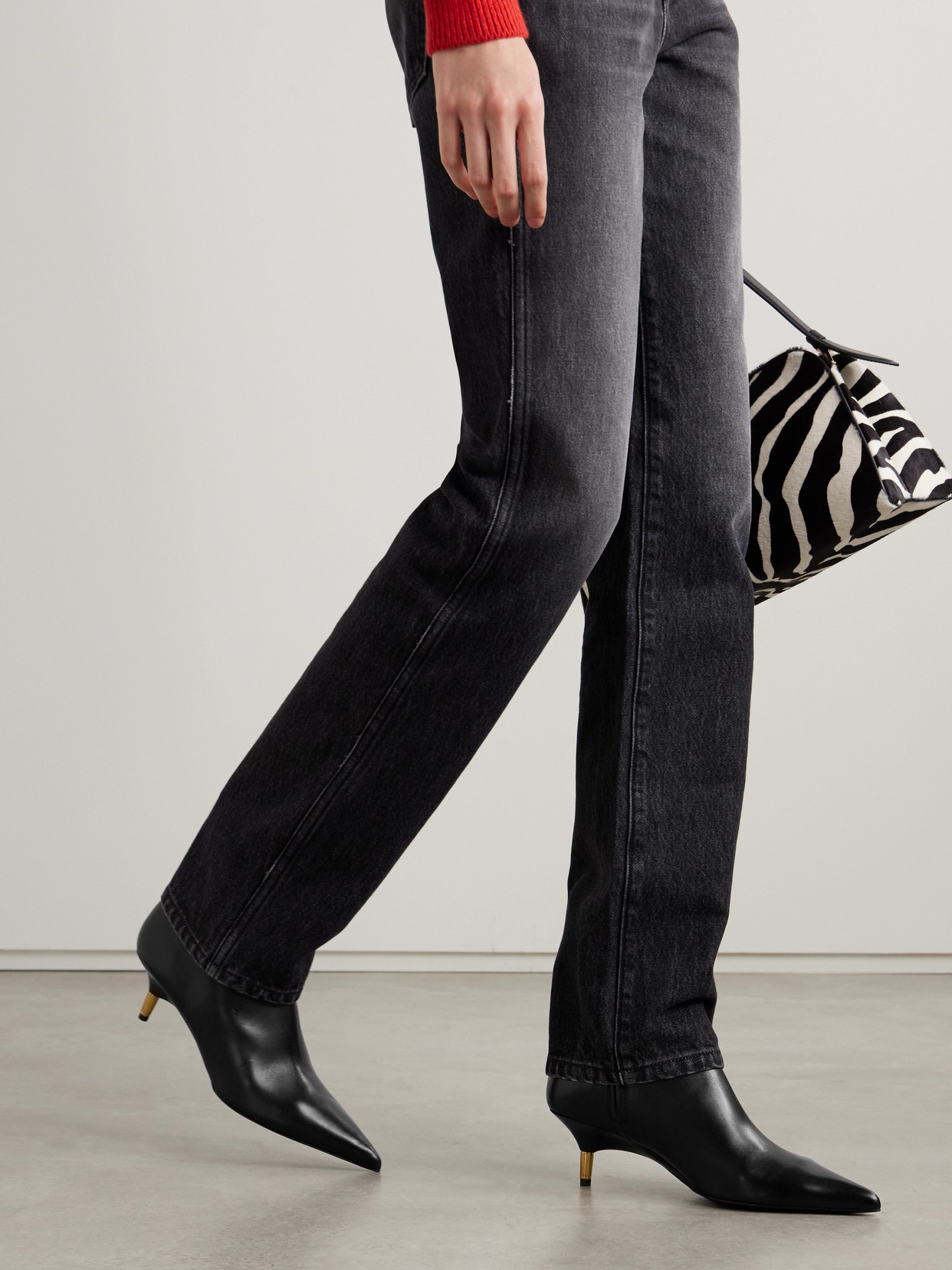 Khaite 55mm Bella Leather Ankle Boots In Black