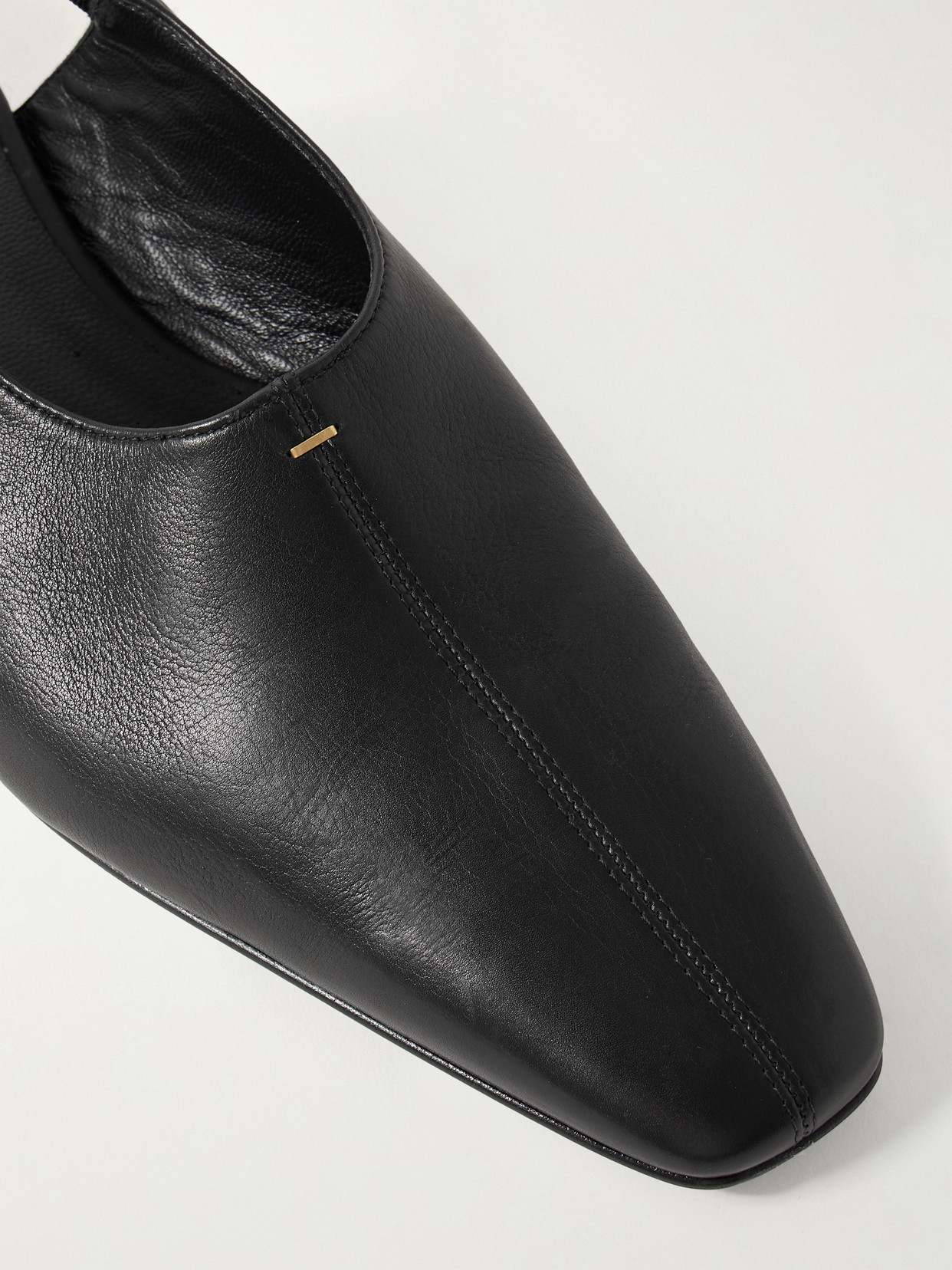 Khaite Celia Leather Slingback Flats In Black