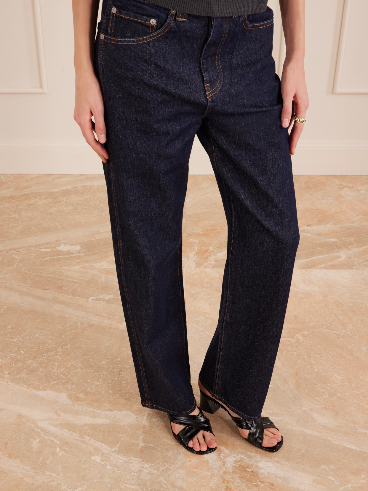 Khaite Liria Glossed-leather Mules In Black