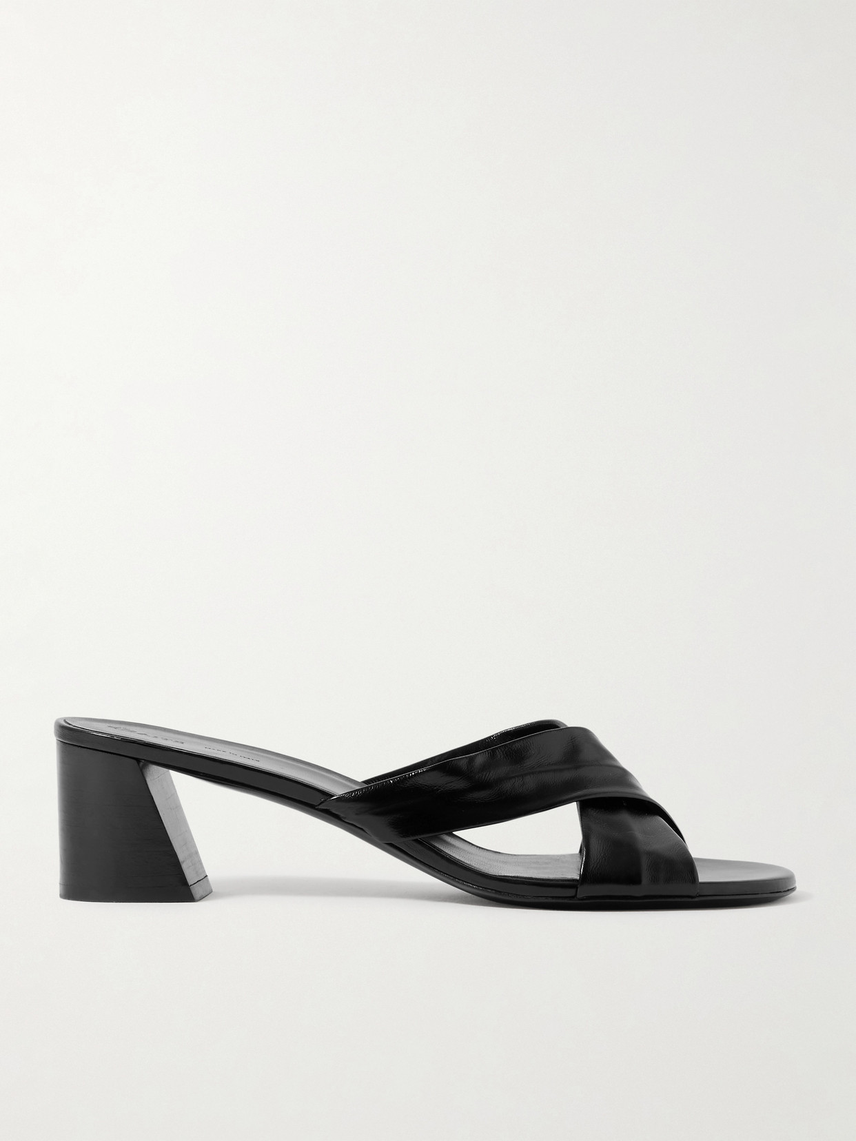 Khaite Liria Glossed-leather Mules In Black