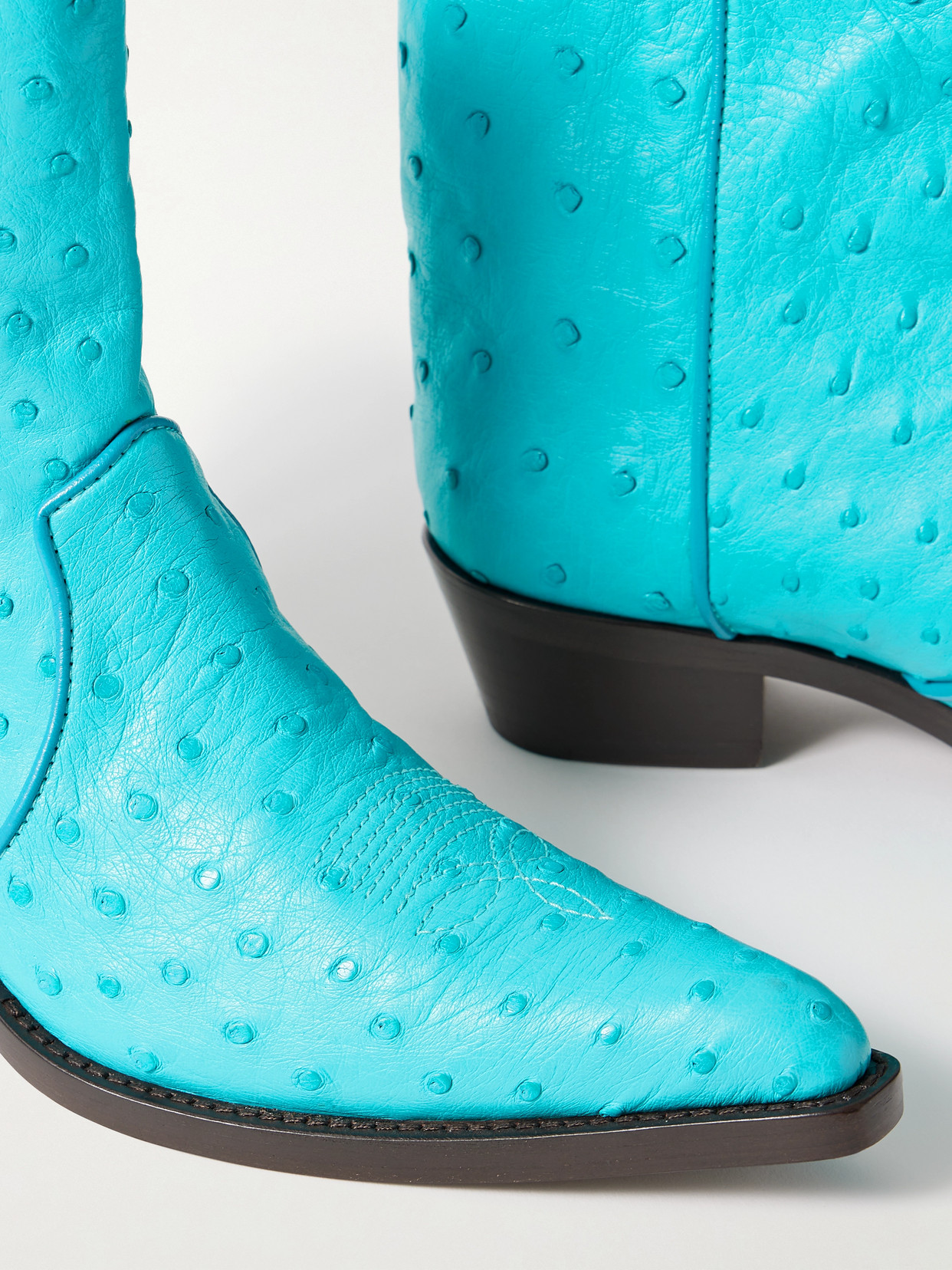 Clive Embroidered Ostrich Ankle Boots