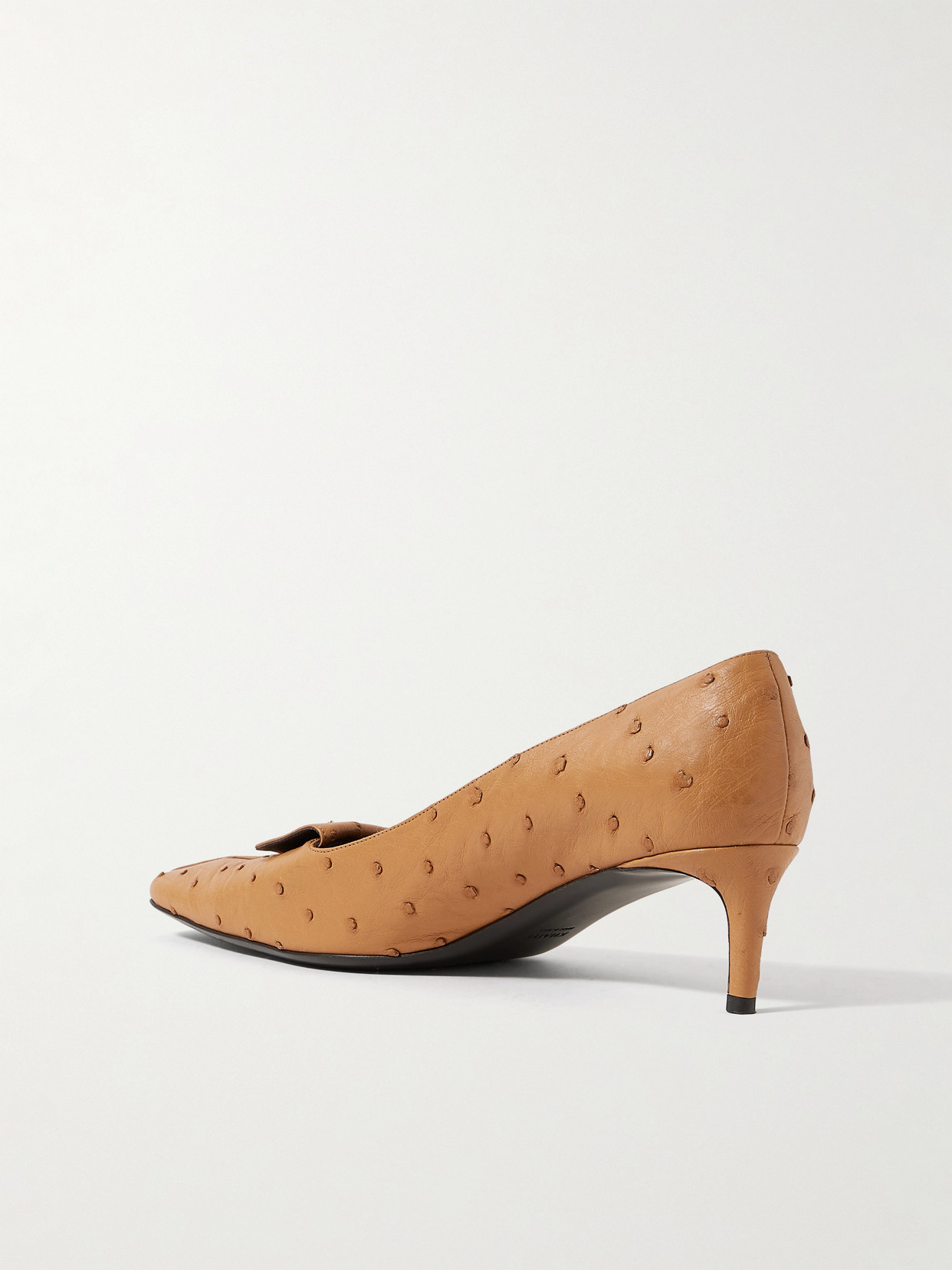 Celia Pocket Buckled Ostrich Pumps