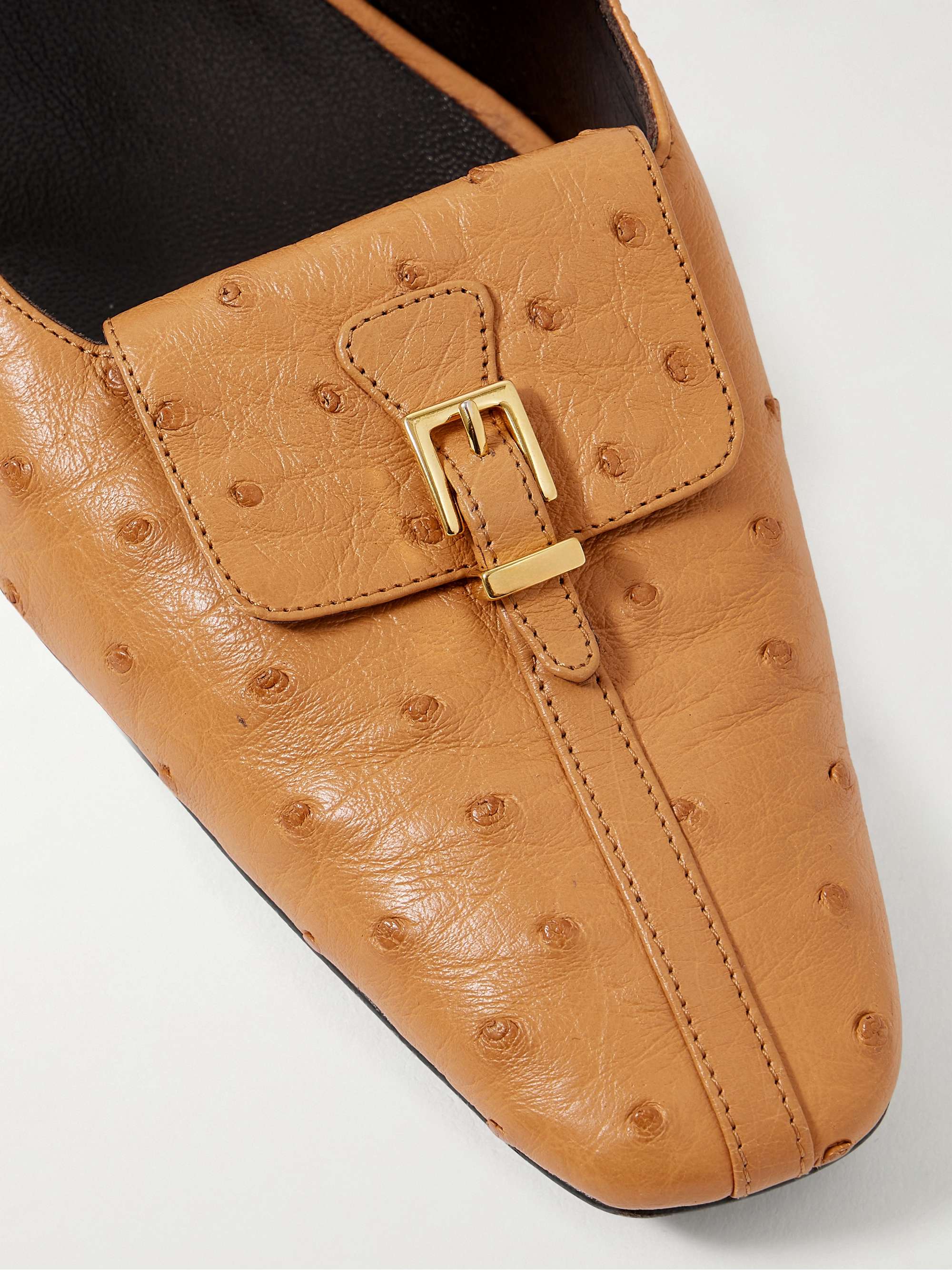 KHAITE Celia Pocket buckled ostrich pumps | NET-A-PORTER