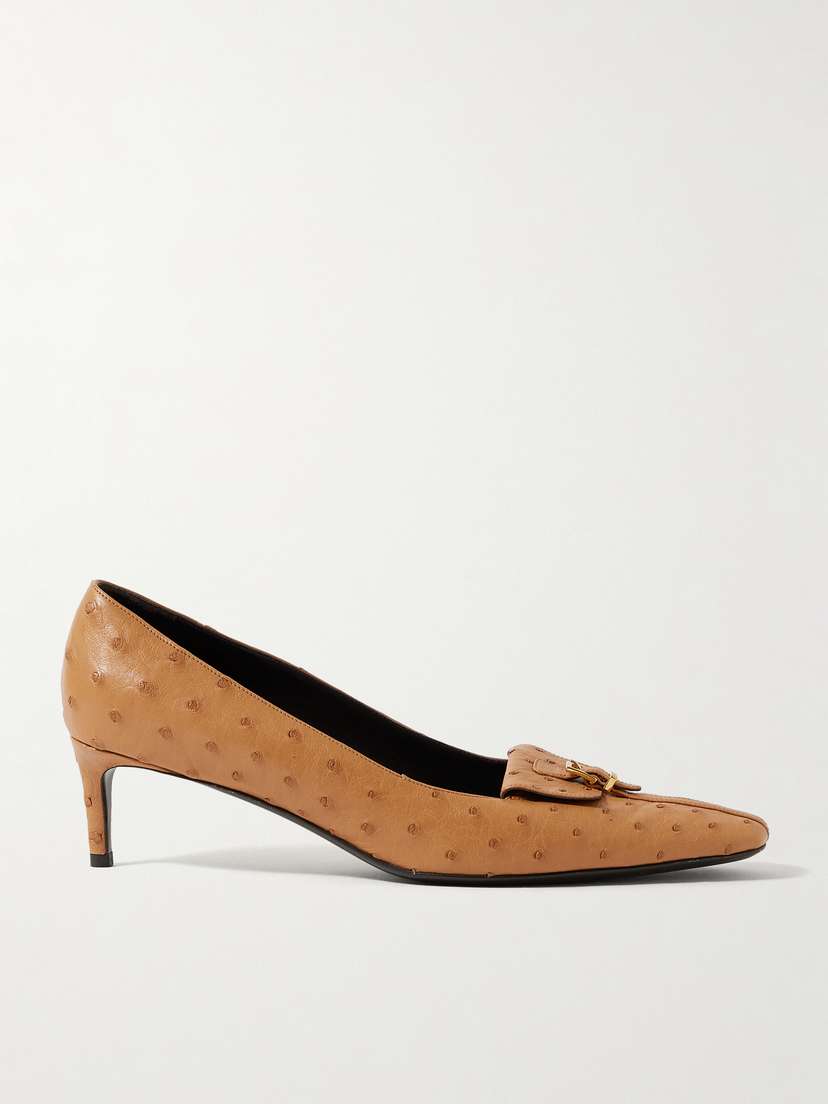 Khaite Celia Pocket Buckled Ostrich Pumps