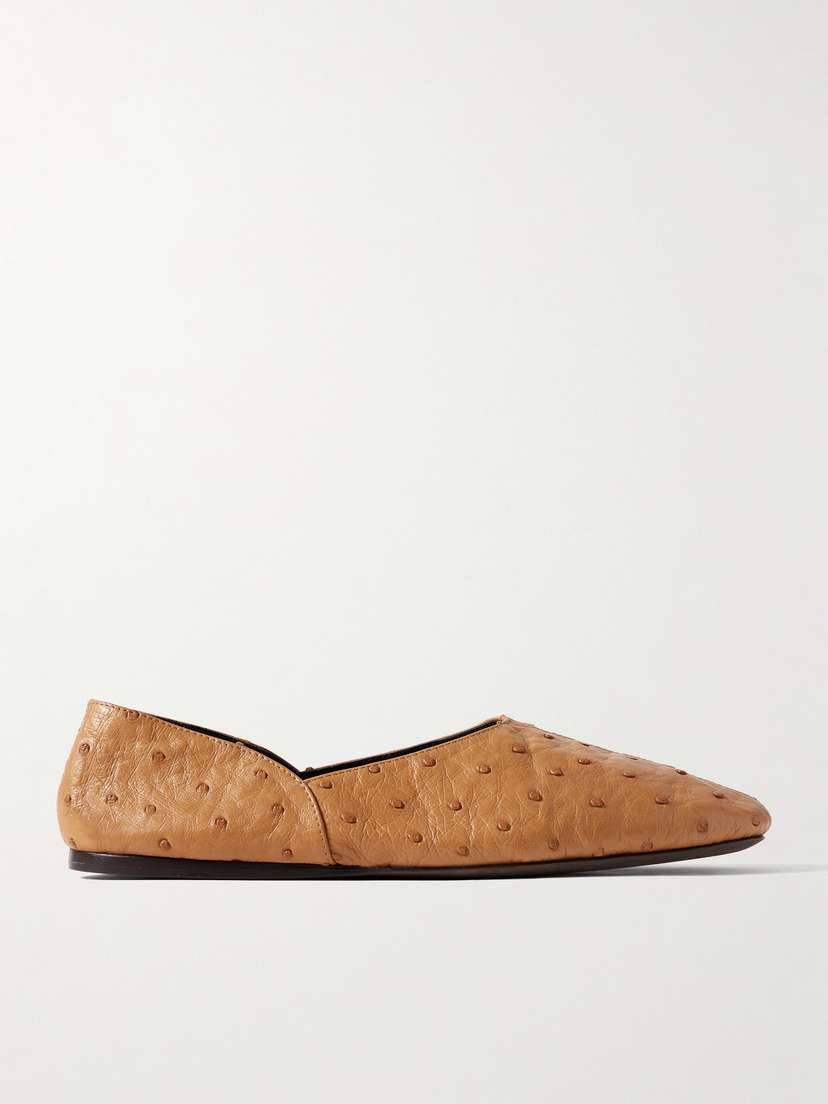 Khaite Jane Ostrich Leather Flats