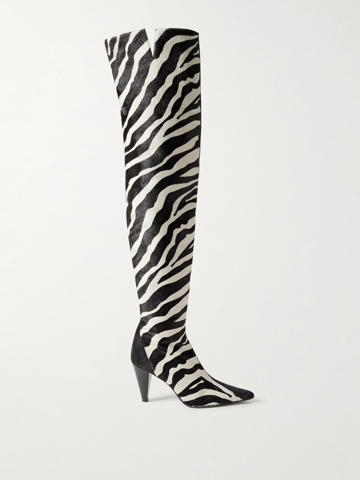 Harvey Suede And Zebra-Print Calf Hair Over-The-Knee Boots