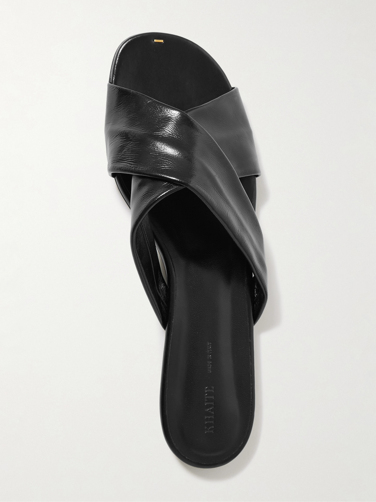 Khaite Liria Glossed-leather Sandals In Black