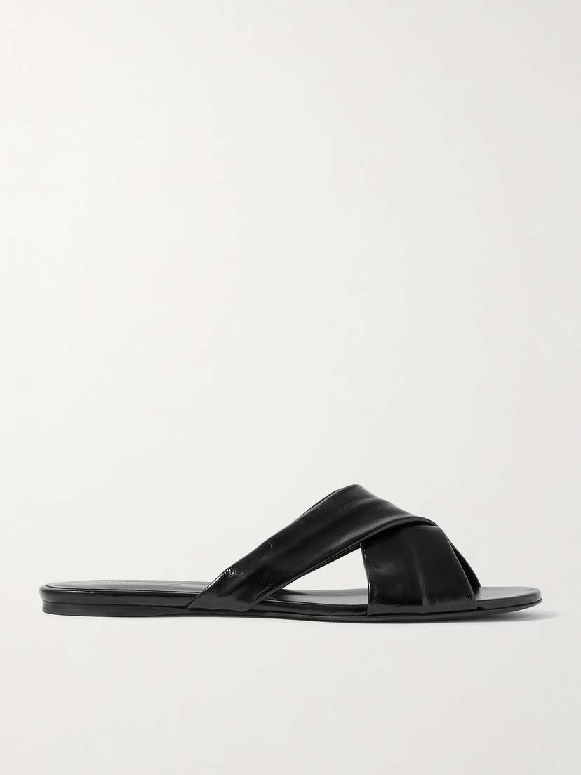 Khaite Liria Glossed-leather Sandals