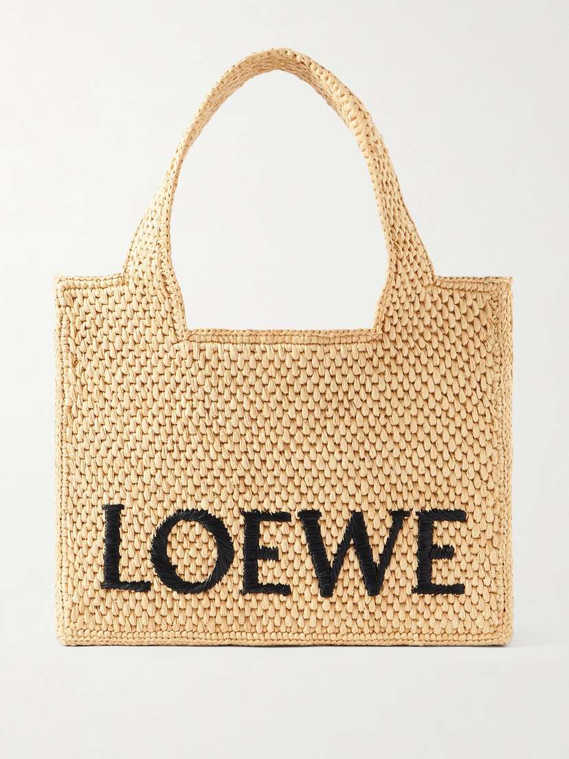 Loewe + Paula's Ibiza Embroidered Raffia Tote
