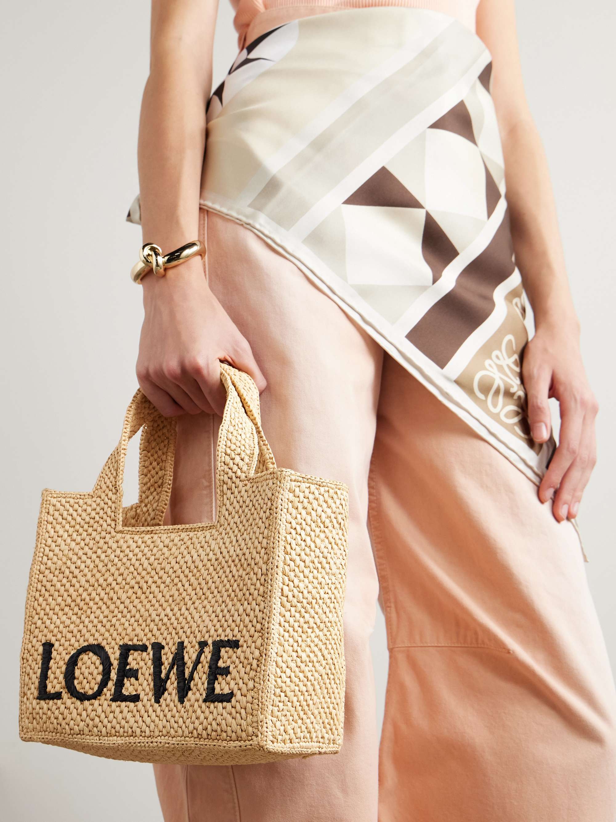 LOEWE + Paula's Ibiza embroidered raffia tote