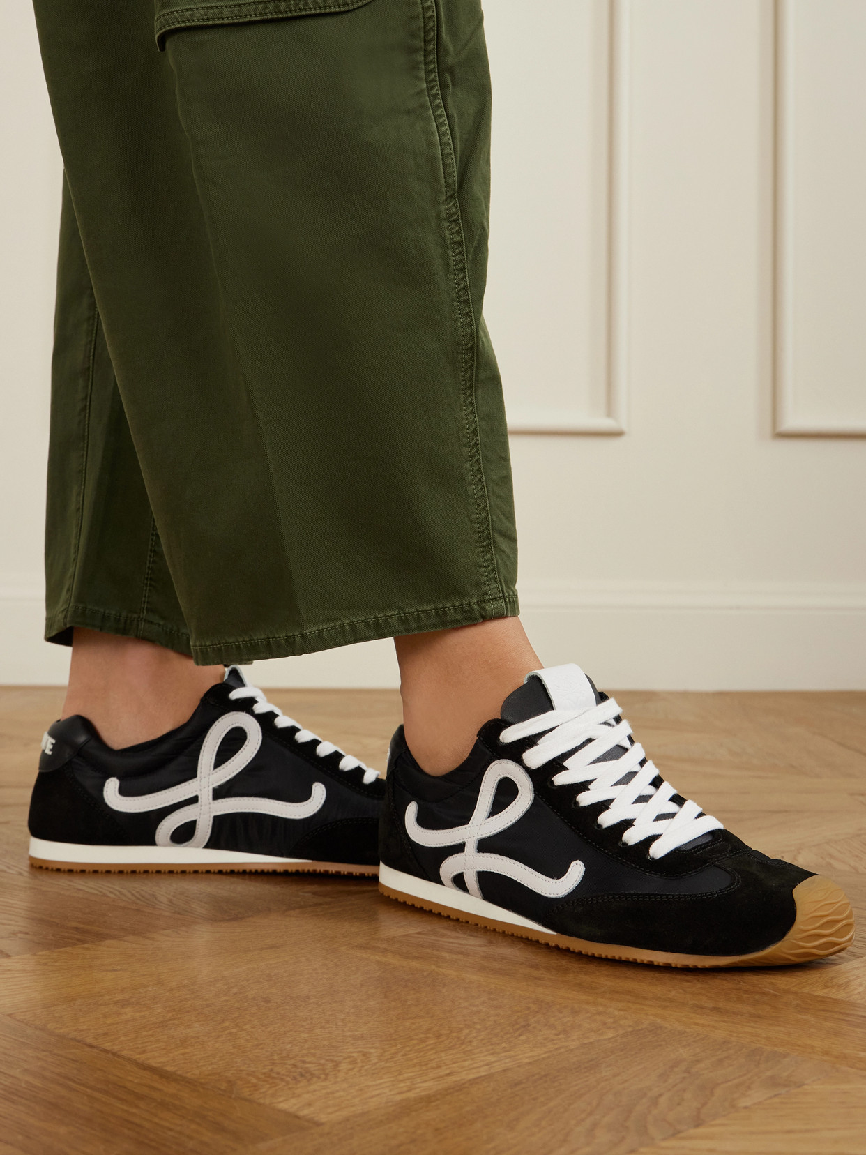 Loewe Women Black Canvas And Suede Ballet Runner 2.0 Sneakers