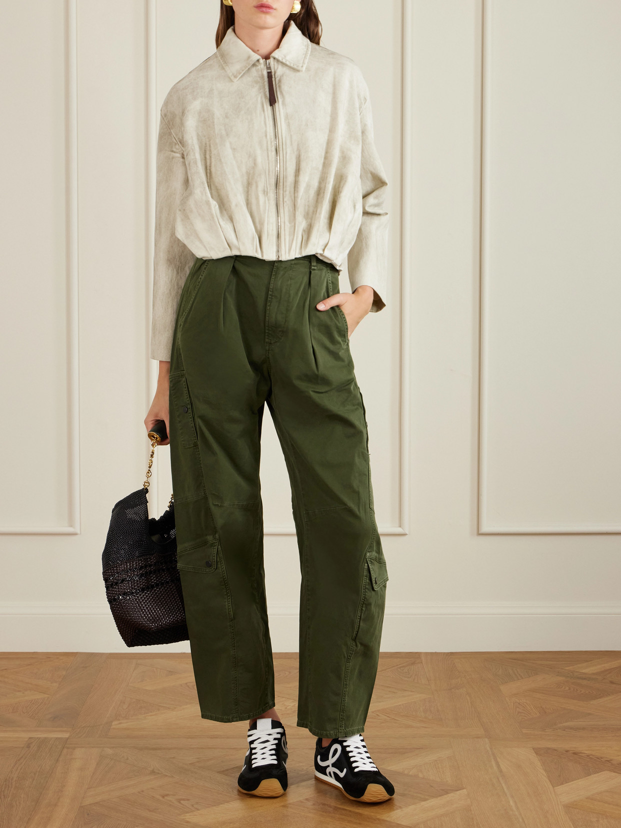 Loewe Women Black Canvas And Suede Ballet Runner 2.0 Sneakers