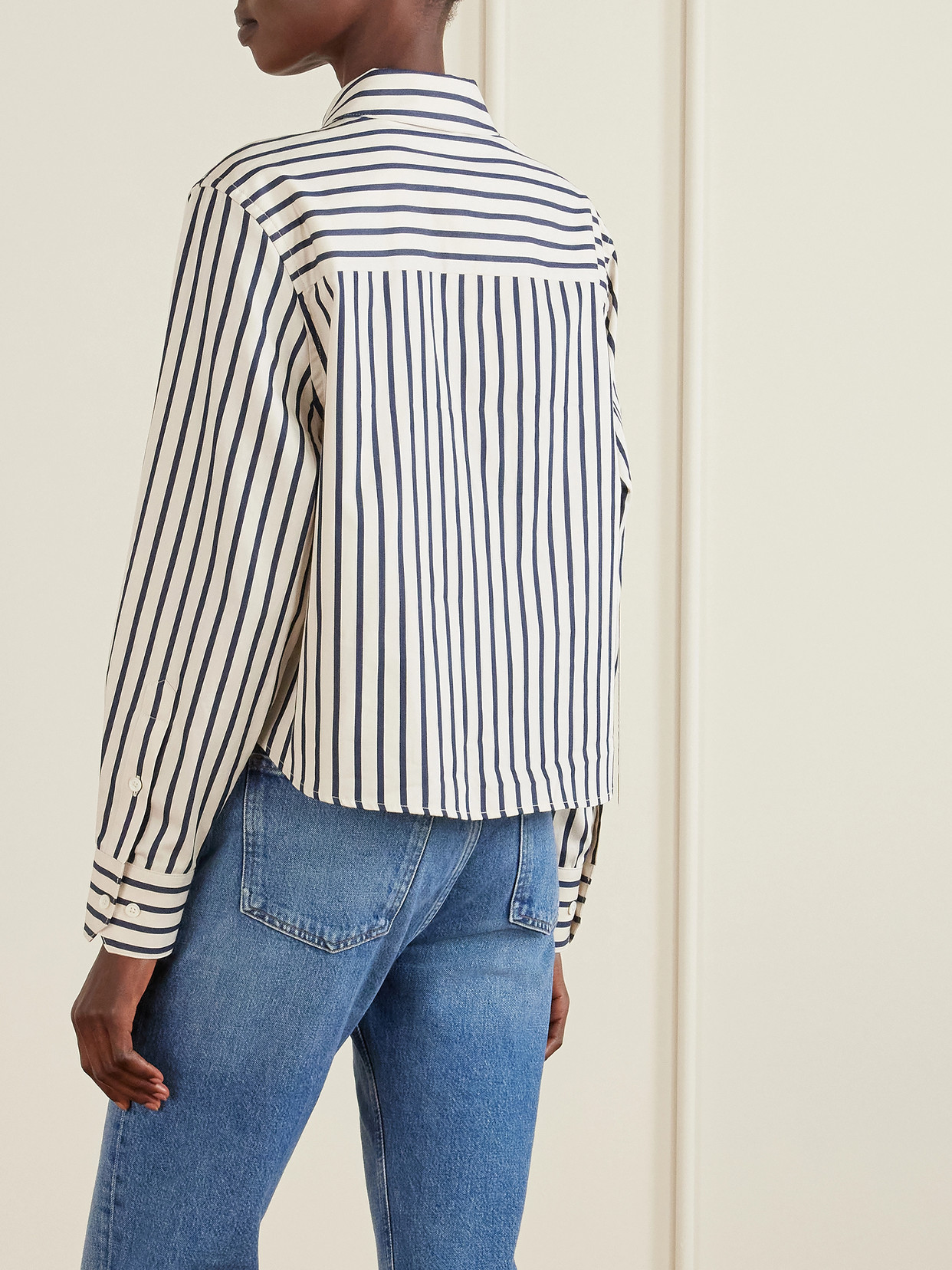 Anine Bing Essie Striped Cotton-poplin Shirt In White