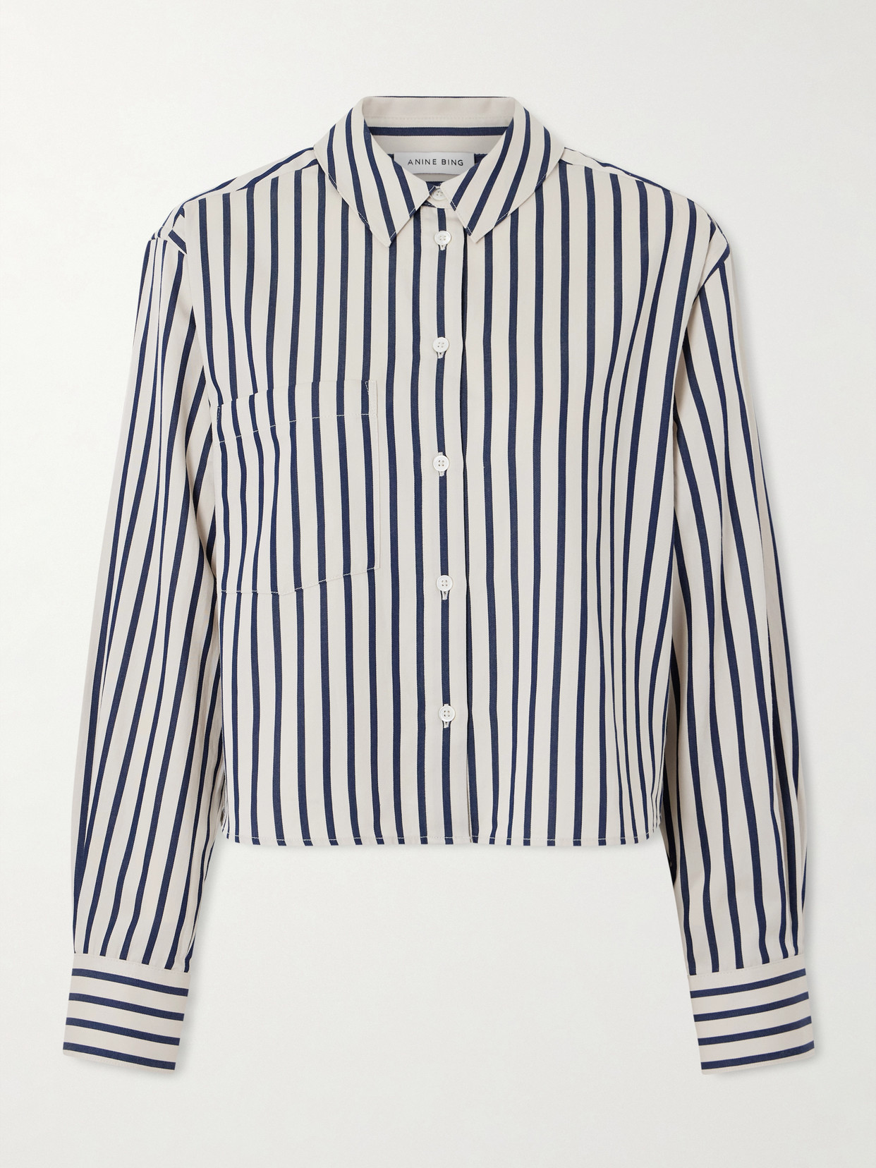 Anine Bing Essie Striped Cotton-poplin Shirt In White