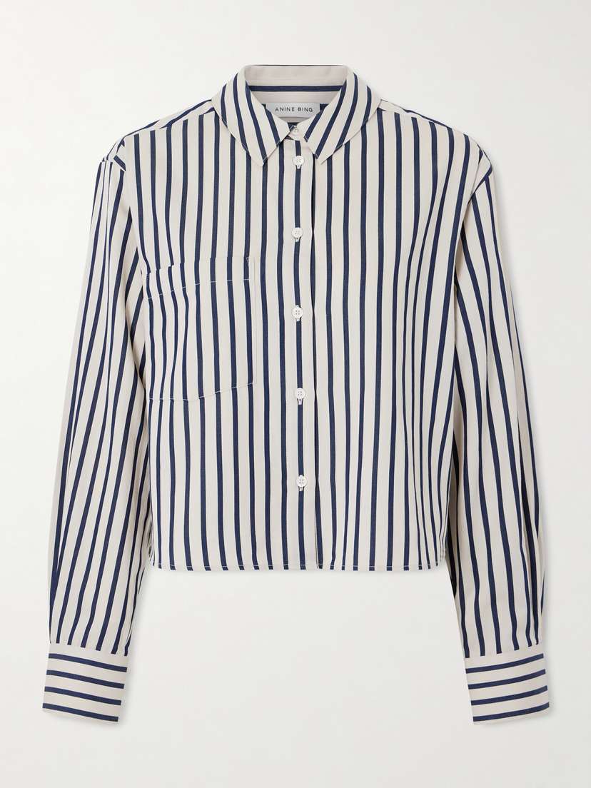 Anine Bing Essie Striped Cotton-poplin Shirt