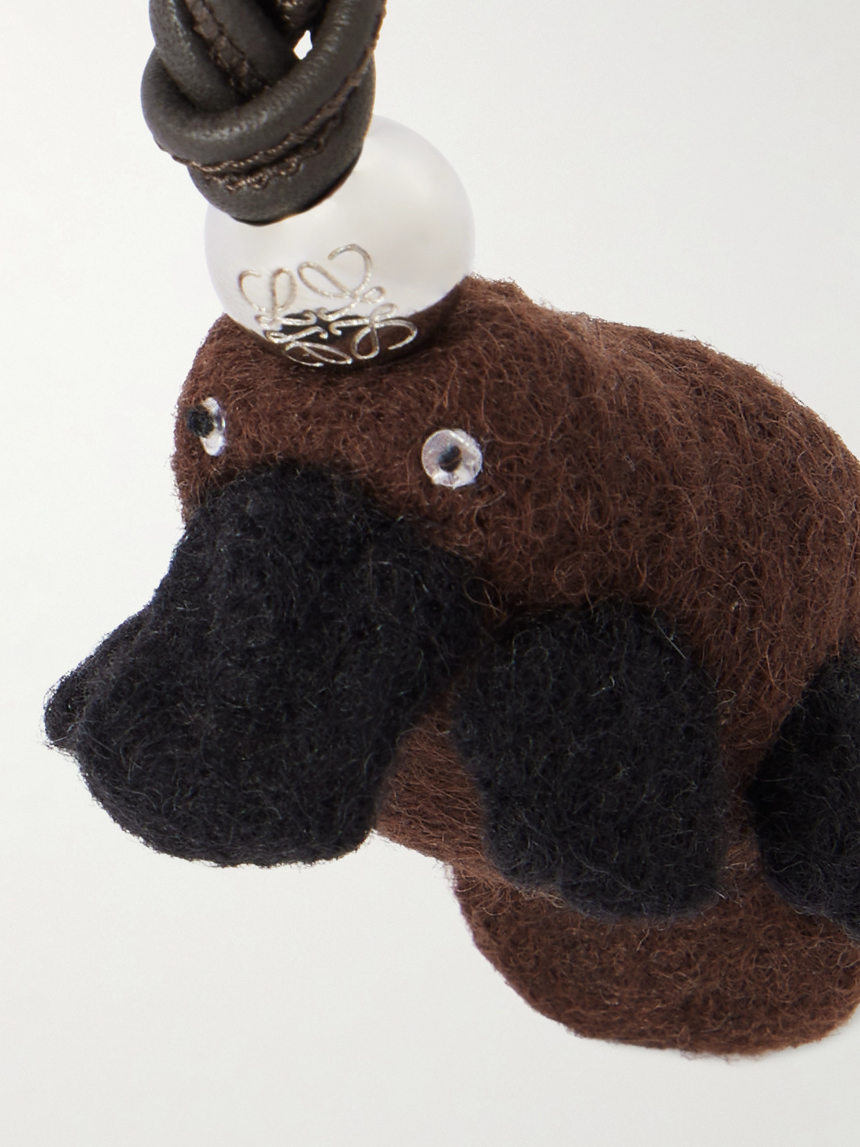Loewe Platypus Wool-felt And Leather Bag Charm In Brown