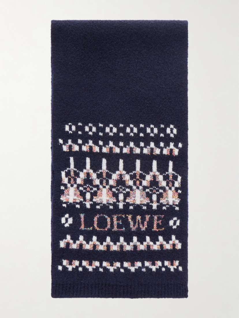 Loewe Sequin-embellished Fair Isle Wool-blend Scarf