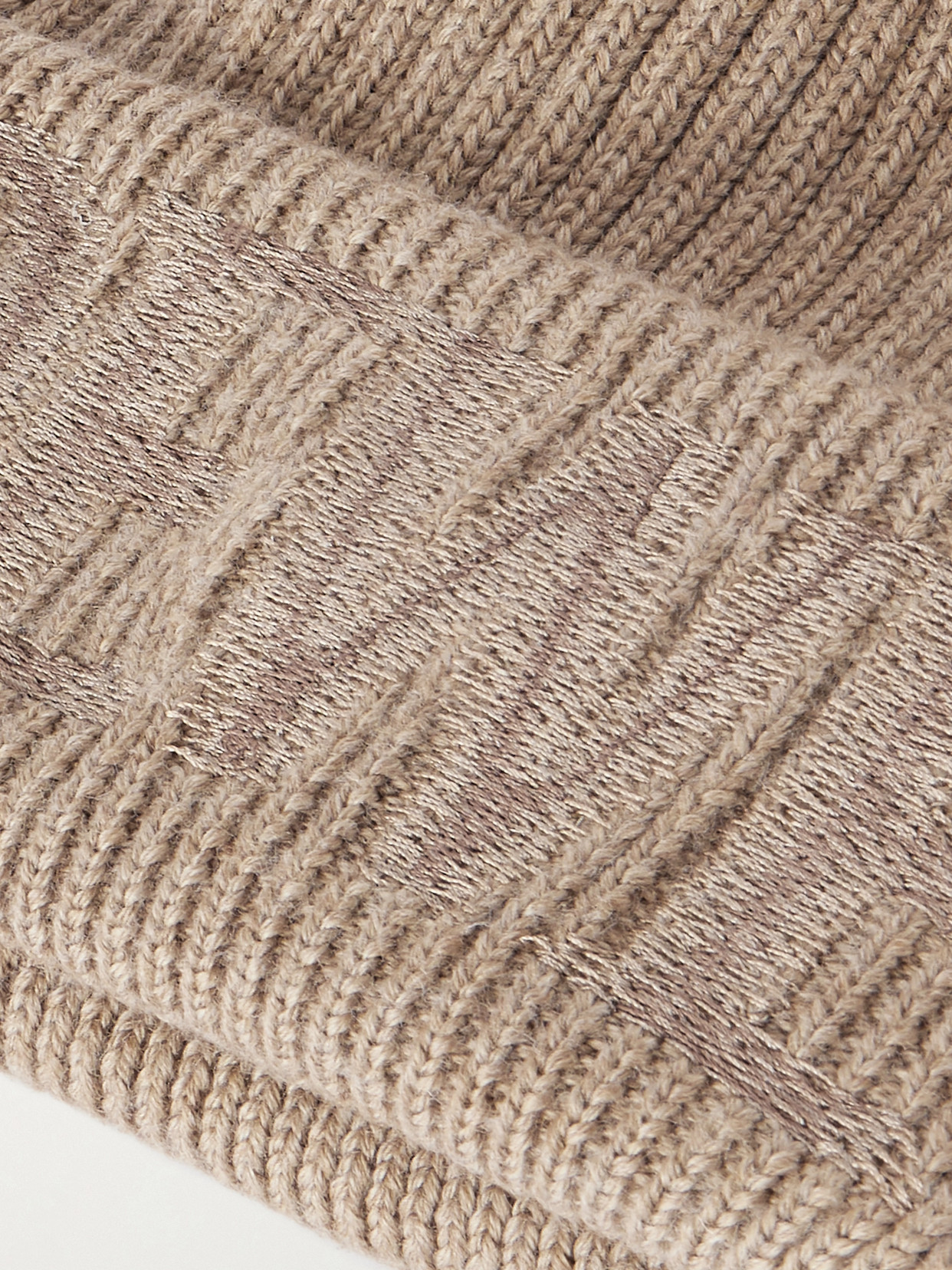 Loewe Embroidered Ribbed Wool Beanie In Neutral