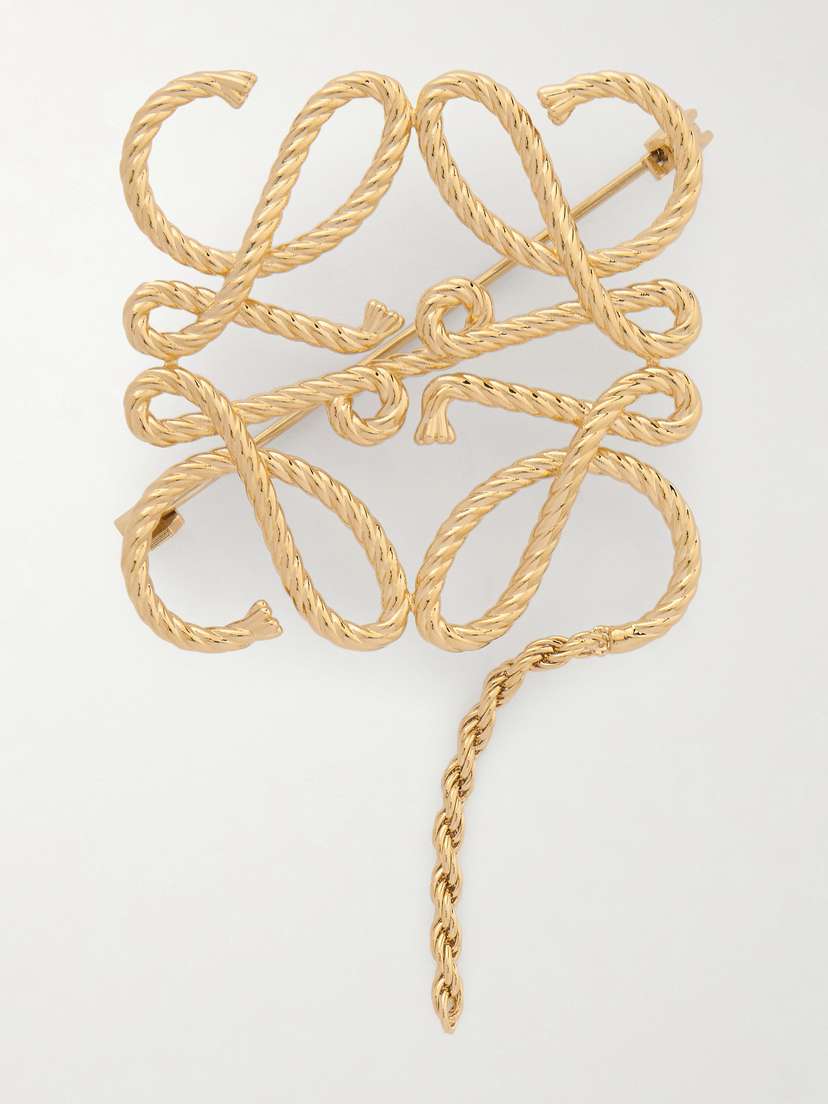 Loewe Anagram Rope Gold-tone Brooch