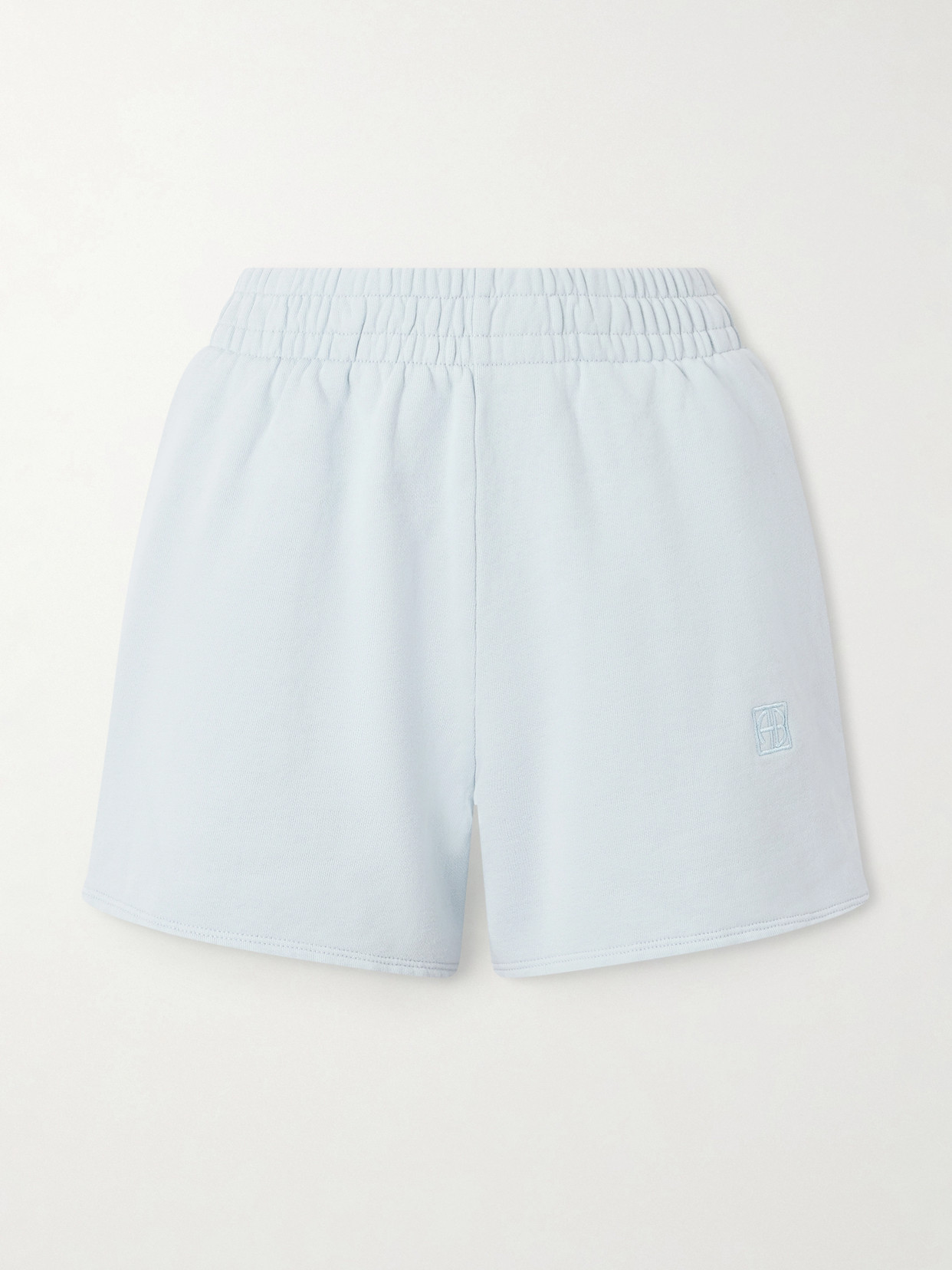 Anine Bing Kam Embroidered Cotton-jersey Shorts In Blue