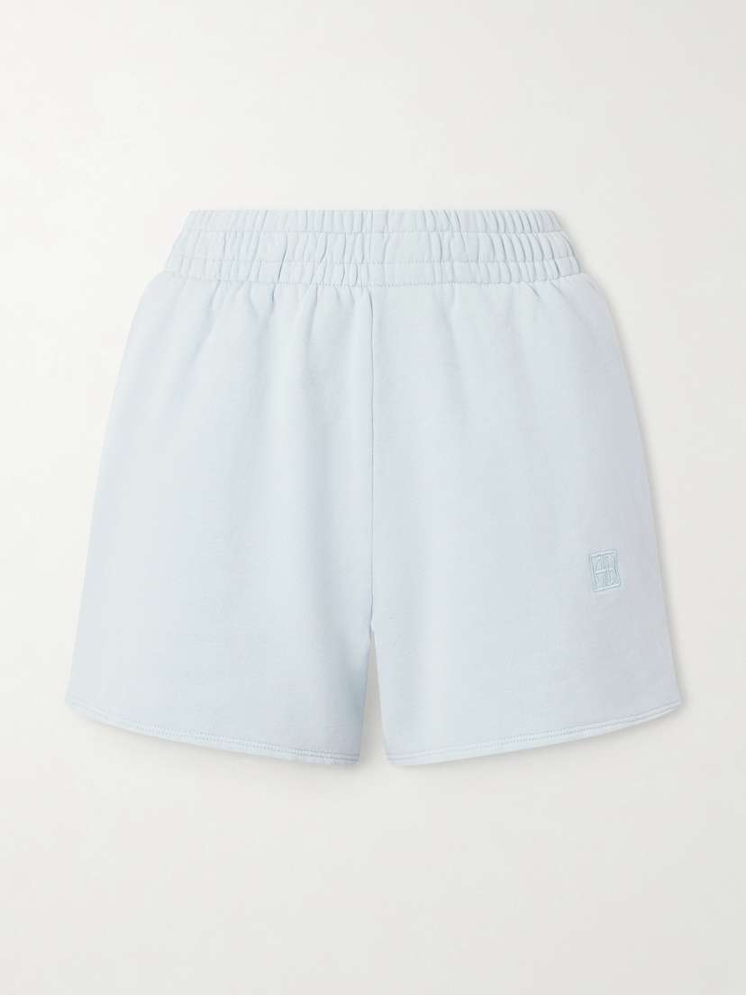 Anine Bing Kam Embroidered Cotton-jersey Shorts
