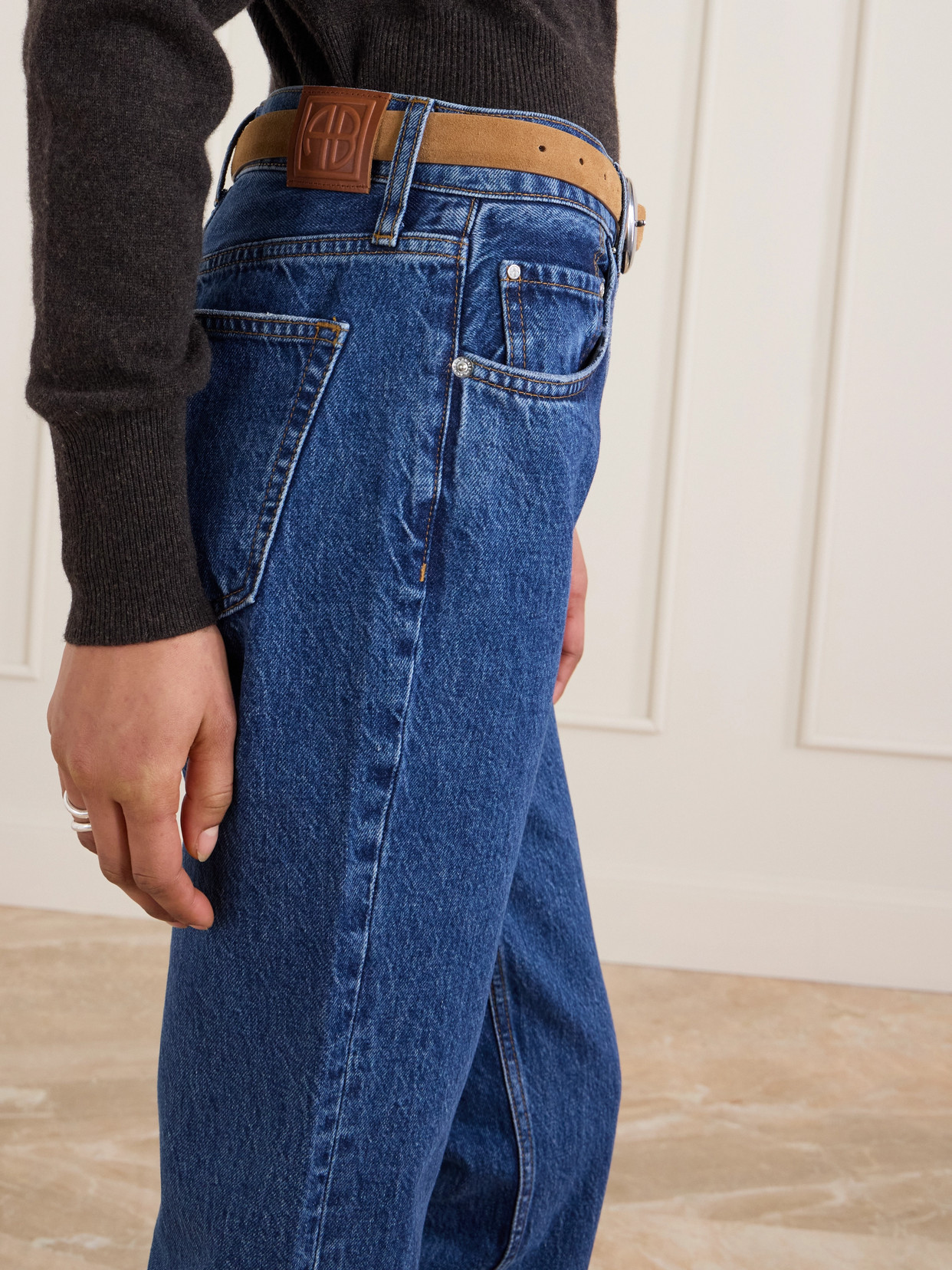 Anine Bing Kate Mid-rise Slim-leg Jeans In Blue