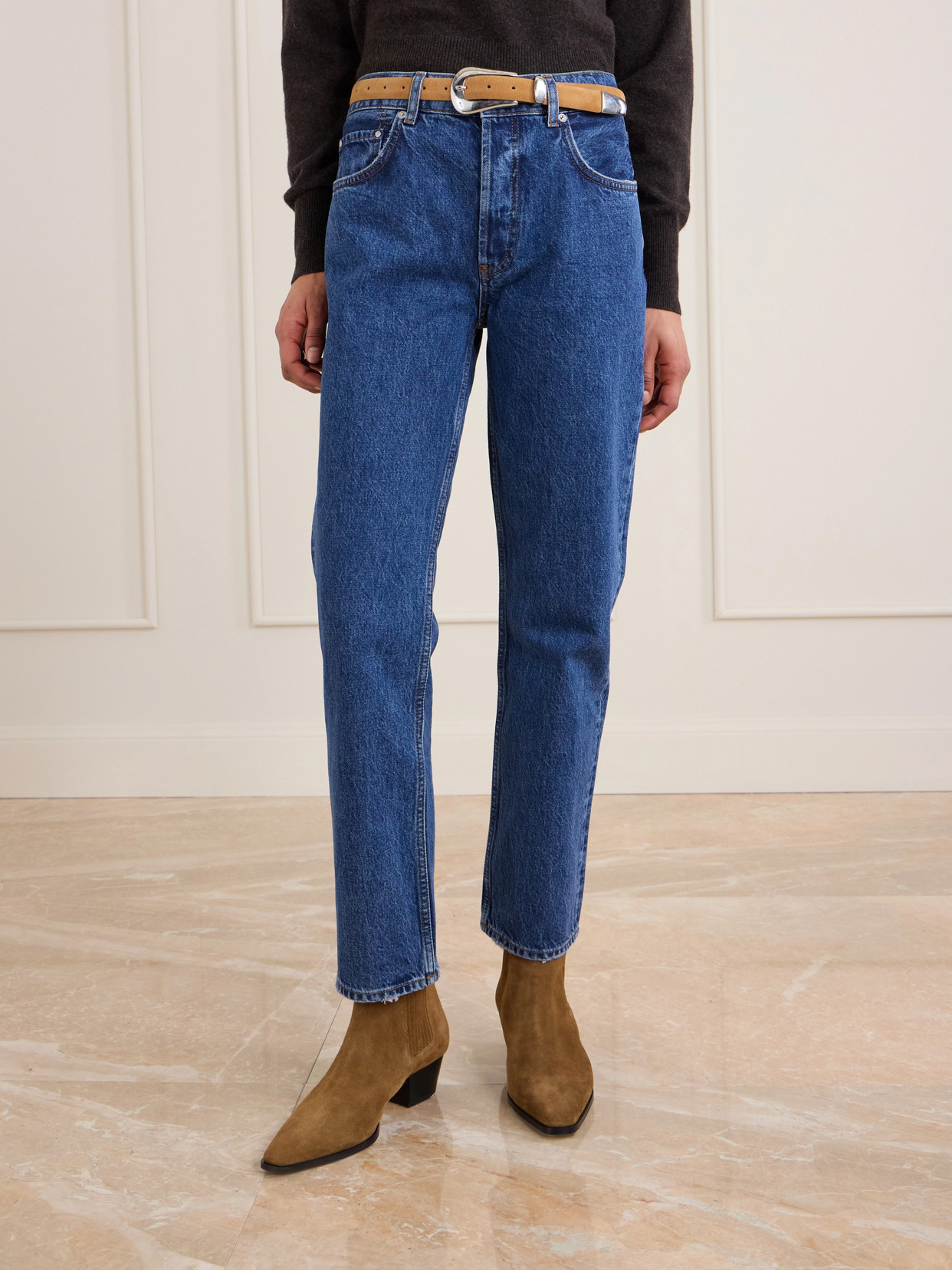 Anine Bing Kate Mid-rise Slim-leg Jeans In Blue