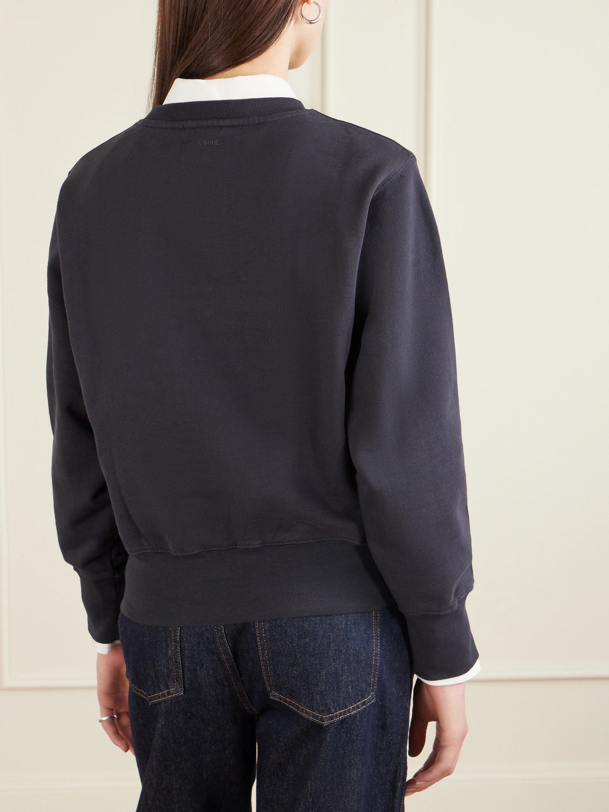 Anine Bing Harry Shrunken La Sweatshirt In Black