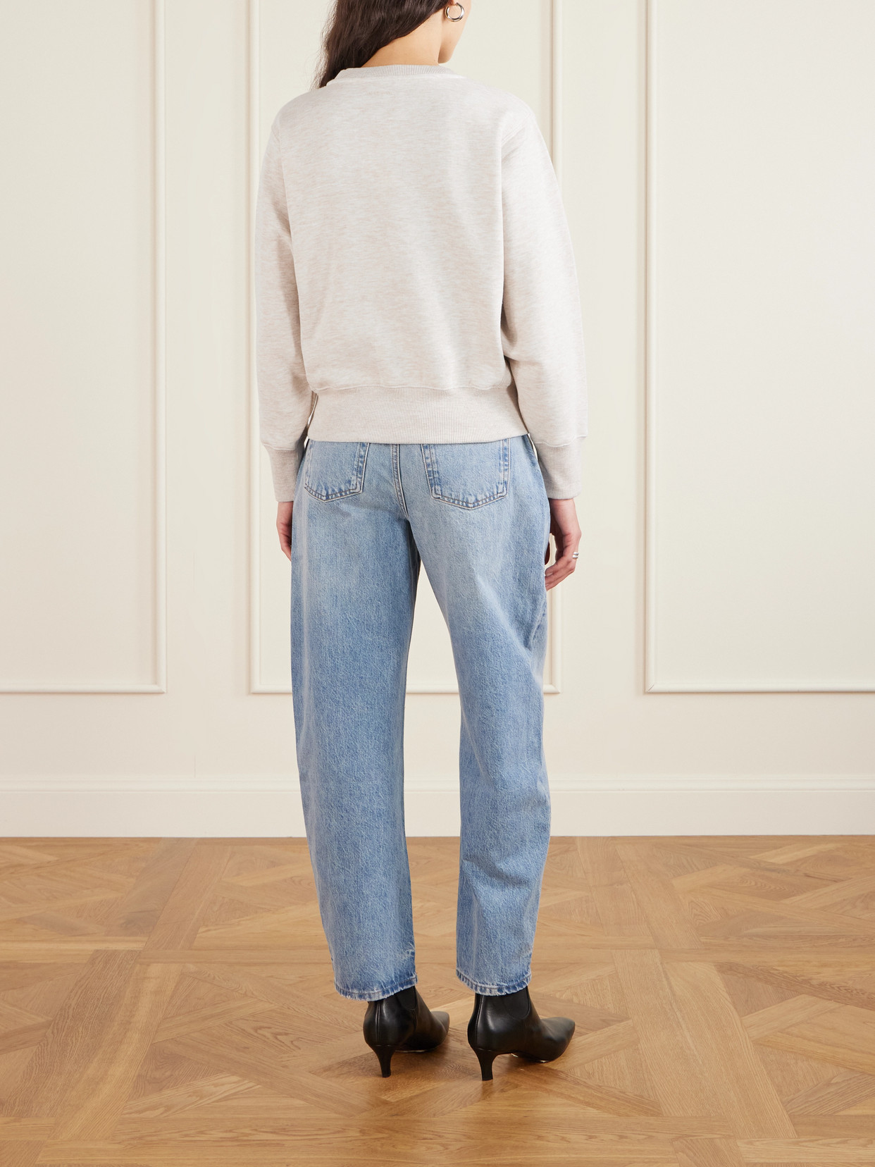 Anine Bing Harry Embroidered Cotton-blend Sweatshirt In White