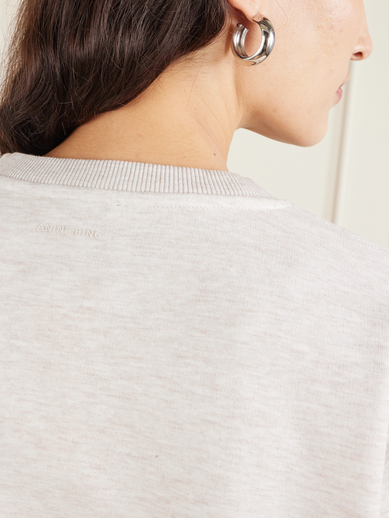 Anine Bing Harry Embroidered Cotton-blend Sweatshirt In White