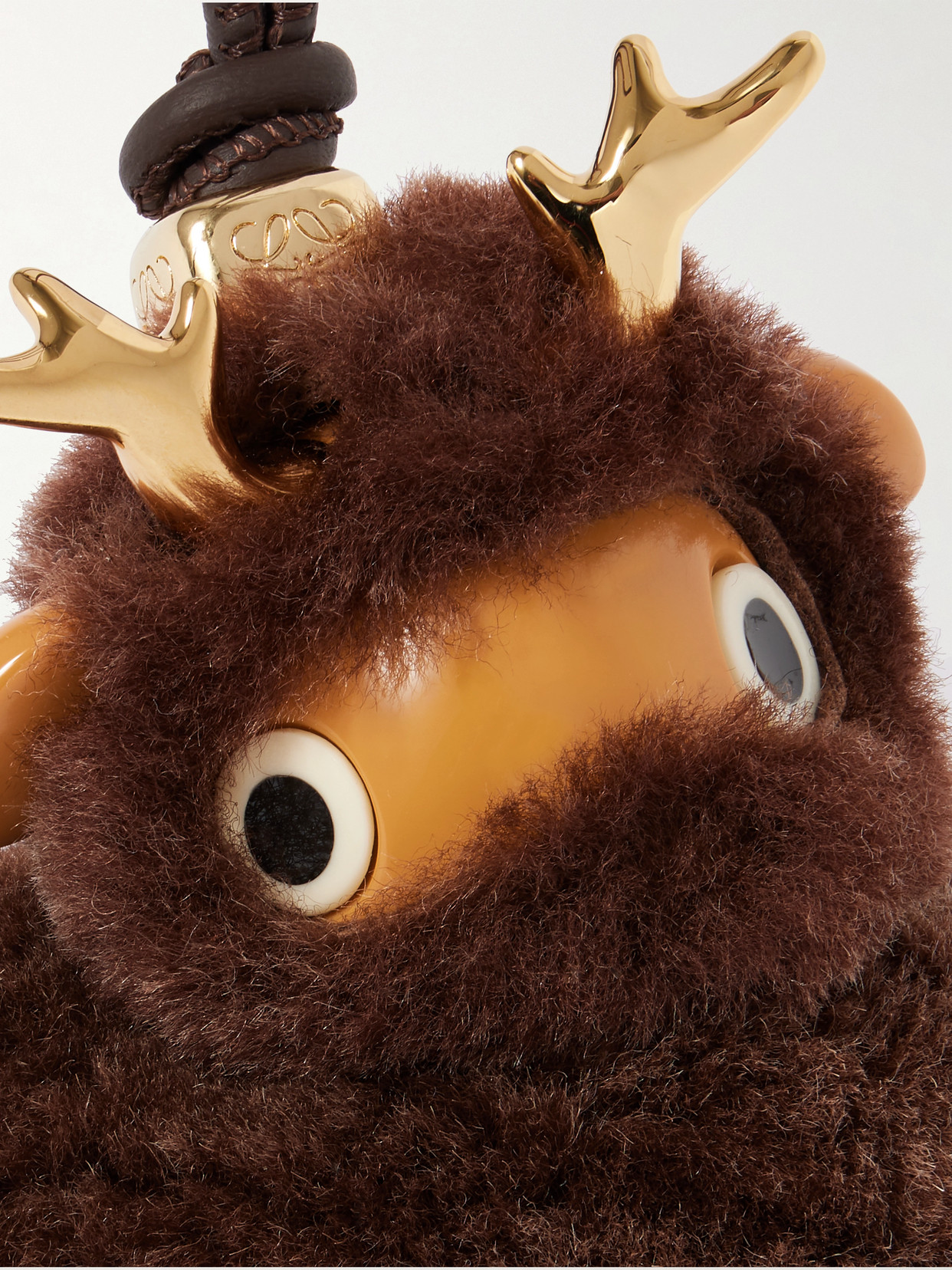 Loewe Shearling Deer Puzz Bag Charm In Brown