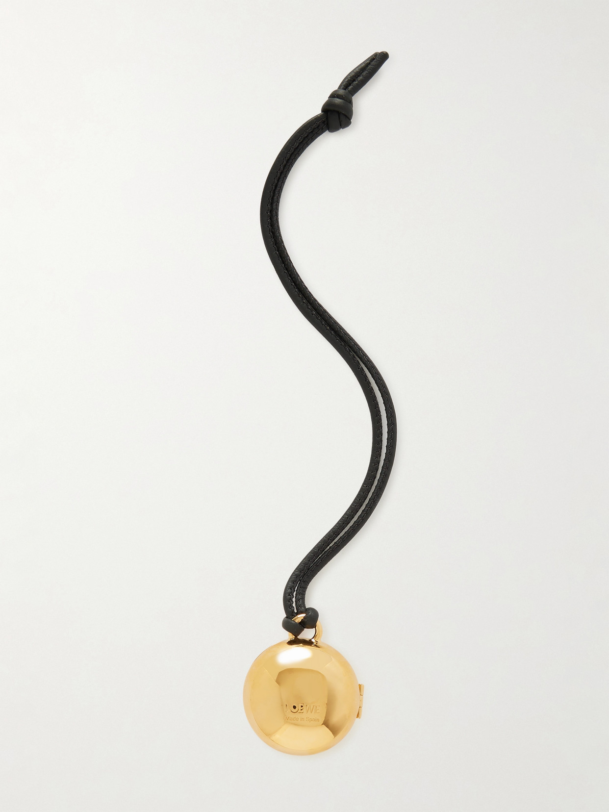 Loewe Anagram Pebble Gold-tone And Leather Bag Charm In Black