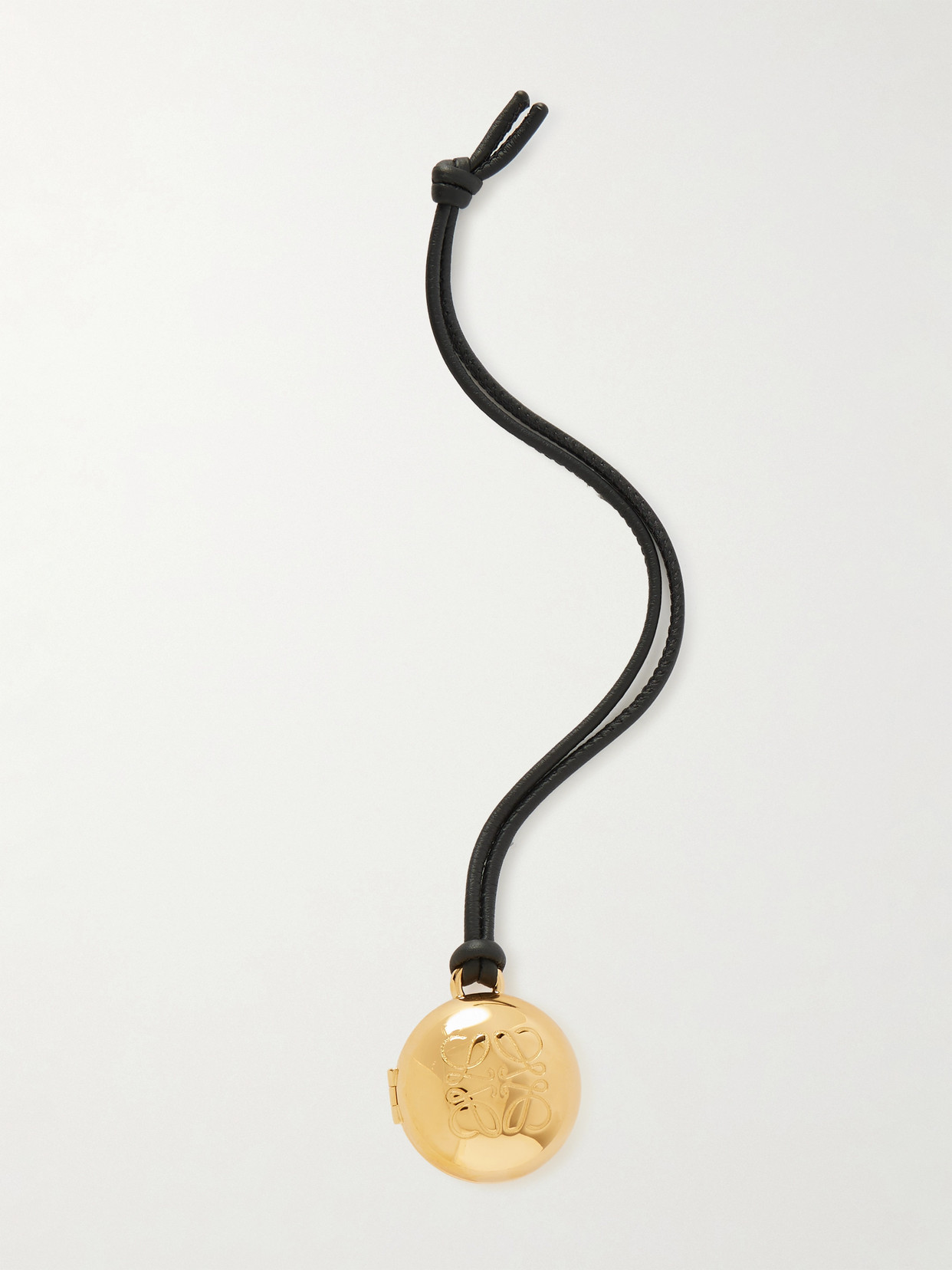Loewe Anagram Pebble Gold-tone And Leather Bag Charm In Black