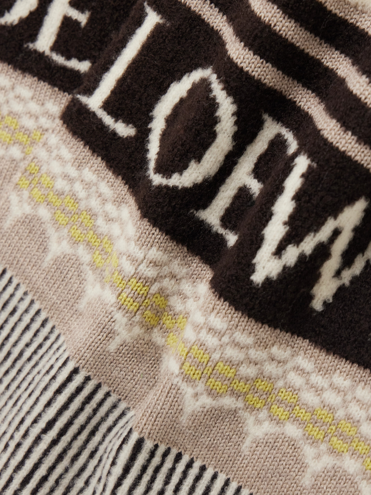 Loewe Intarsia-knit Wool-blend Scarf In Neutral