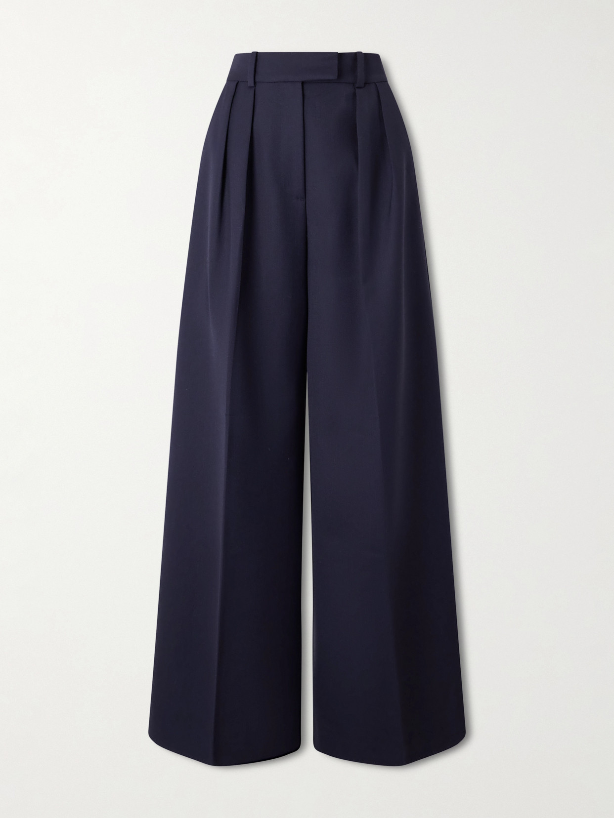 Anine Bing Lou Pleated Woven Wide-leg Pants In Blue