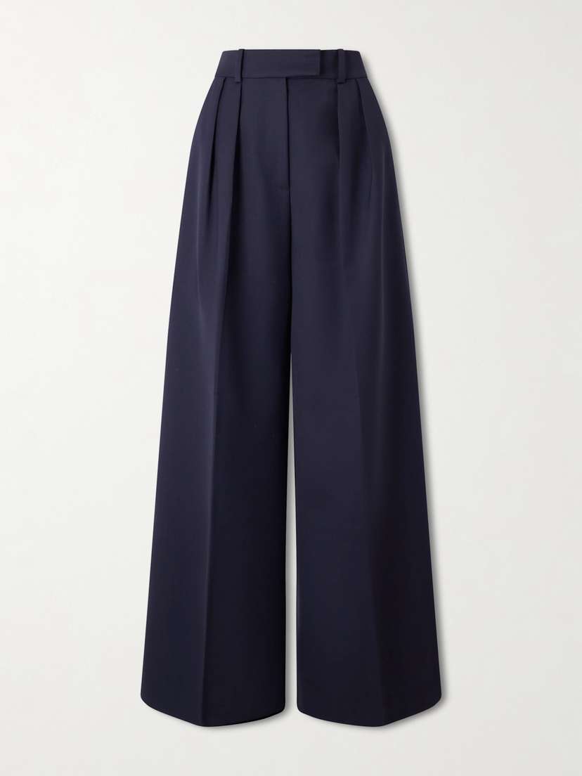 Anine Bing Lou Pleated Woven Wide-leg Pants